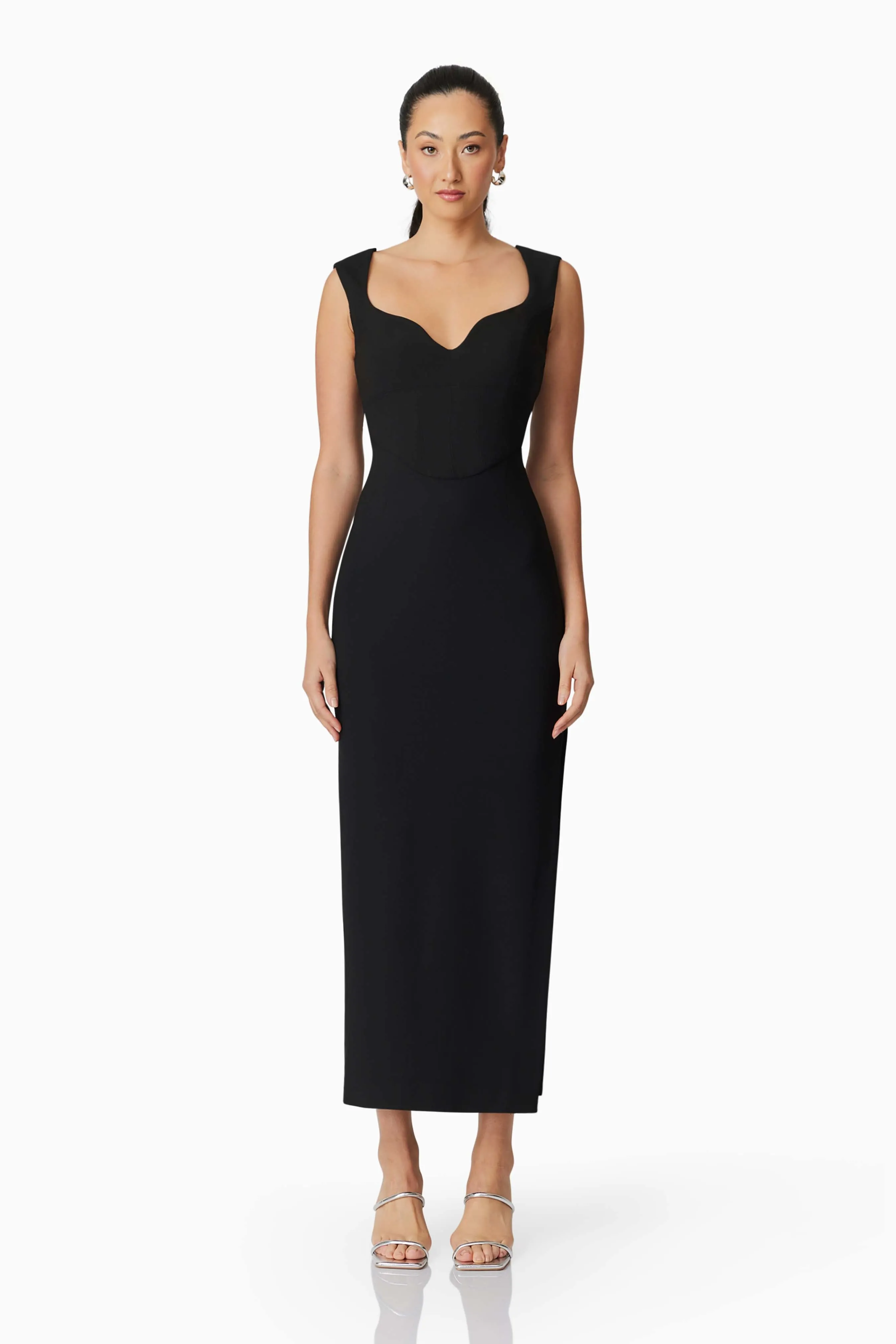 Gia Fitted Gown in Black sold by Elliatt