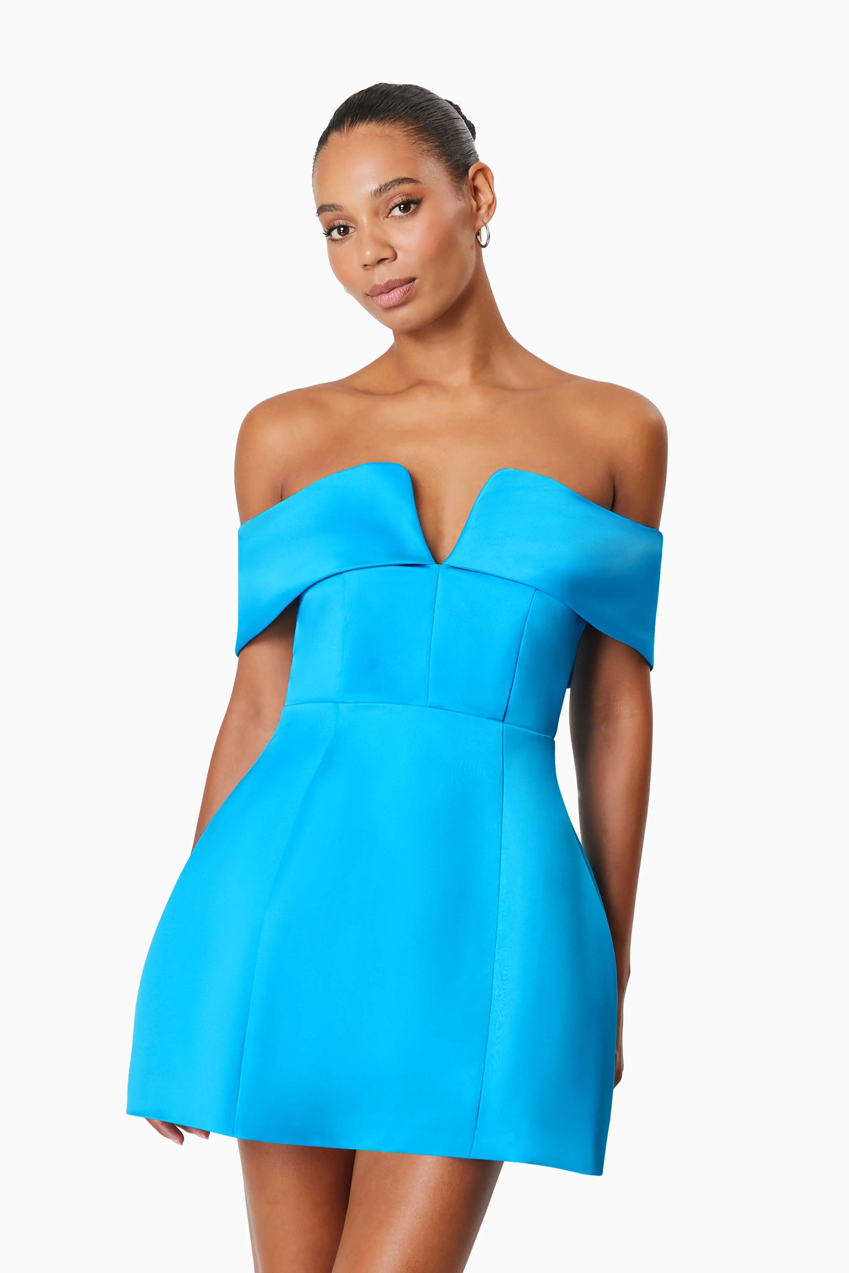 Alice Off Shoulder Mini Party Dress in Blue sold by Elliatt product image thumbnail 5