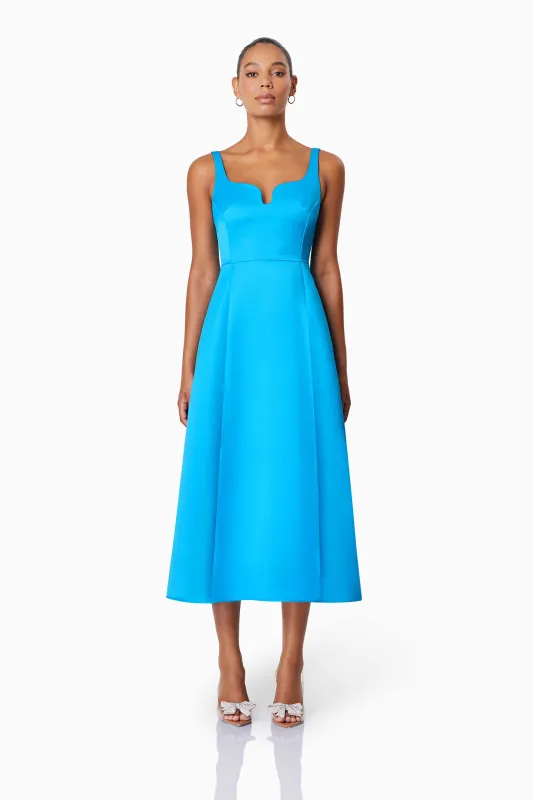 Alice Fit and Flare Midi Dress in Blue sold by Elliatt