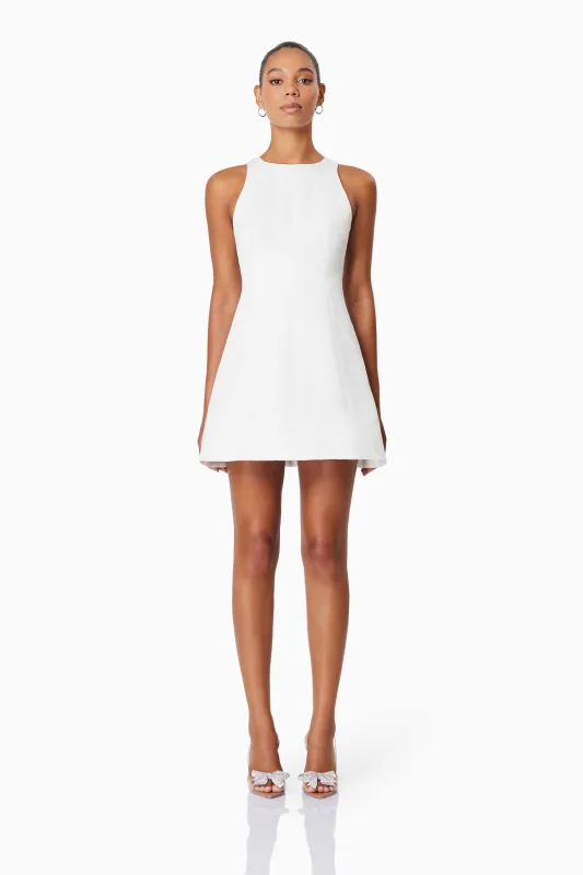Alice Fit and Flare Mini Day Dress in White sold by Elliatt