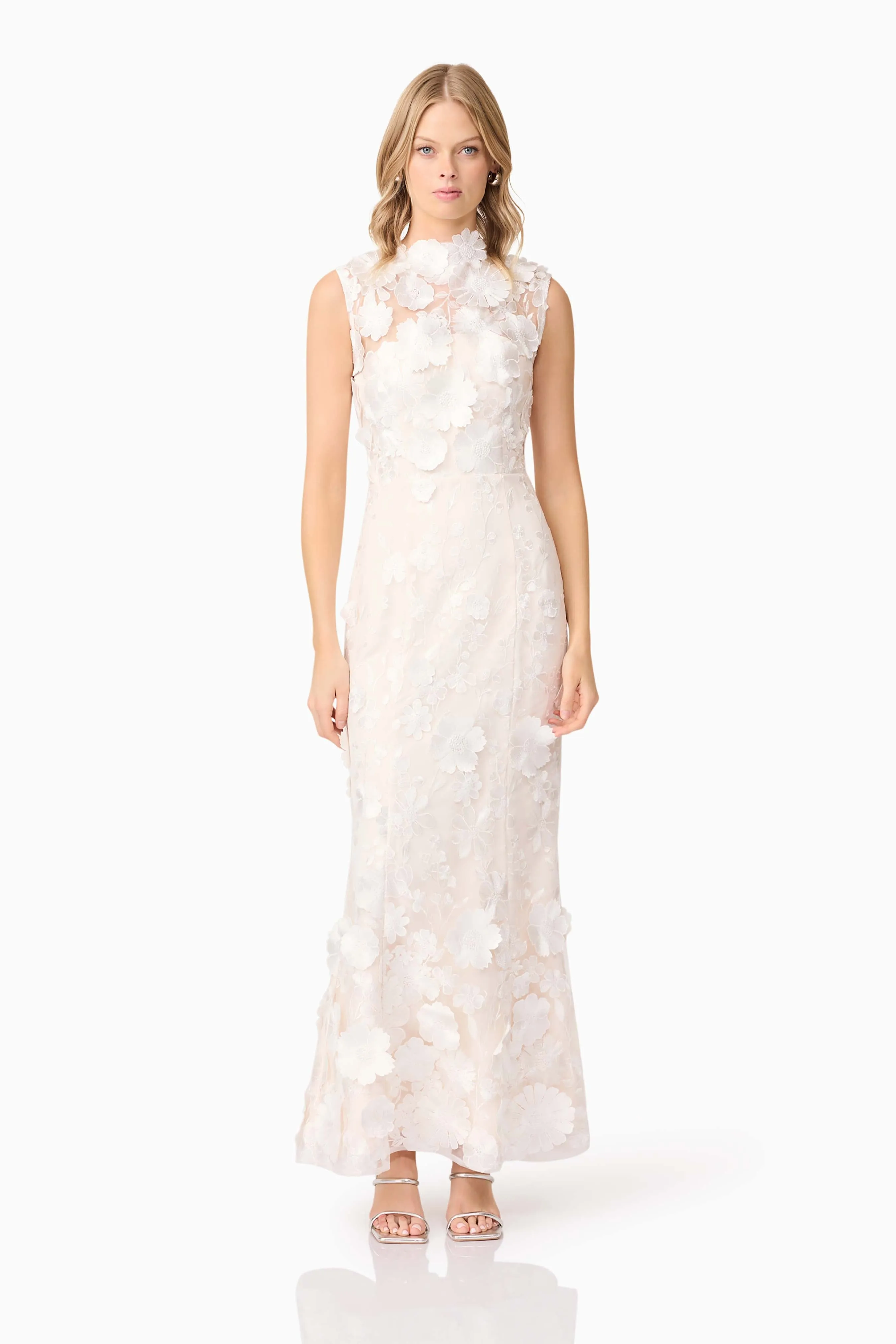 Yvette 3D Gown in White sold by Elliatt