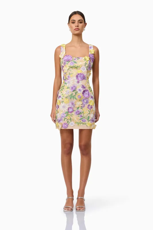 Lina Embroidered Mini Dress in Floral sold by Elliatt