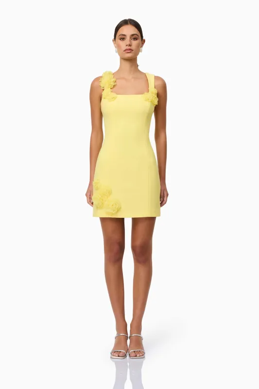 Trompe 3D Mini Dress In Yellow sold by Elliatt