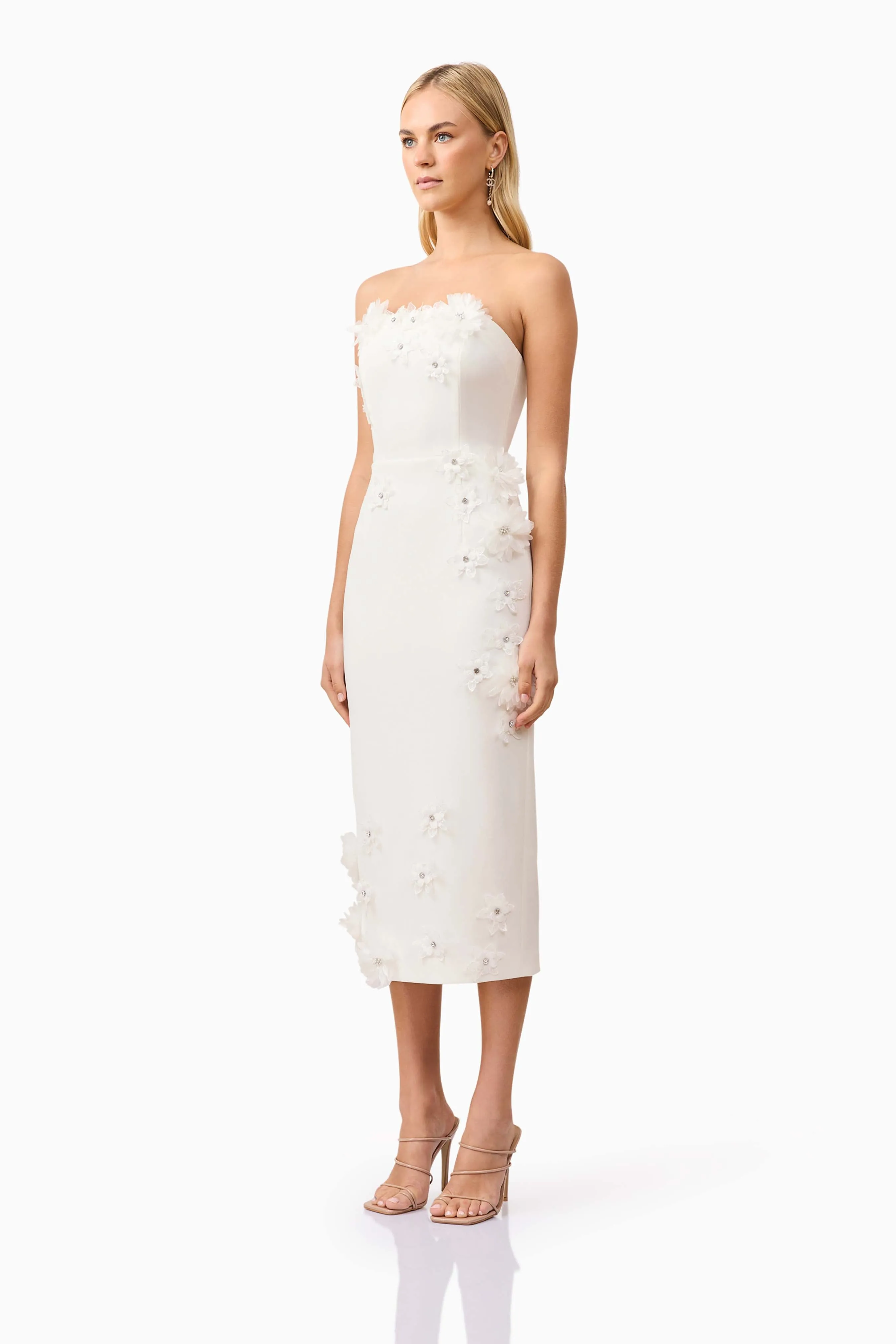 Kiara Strapless Midi Dress in White sold by Elliatt product image thumbnail 3