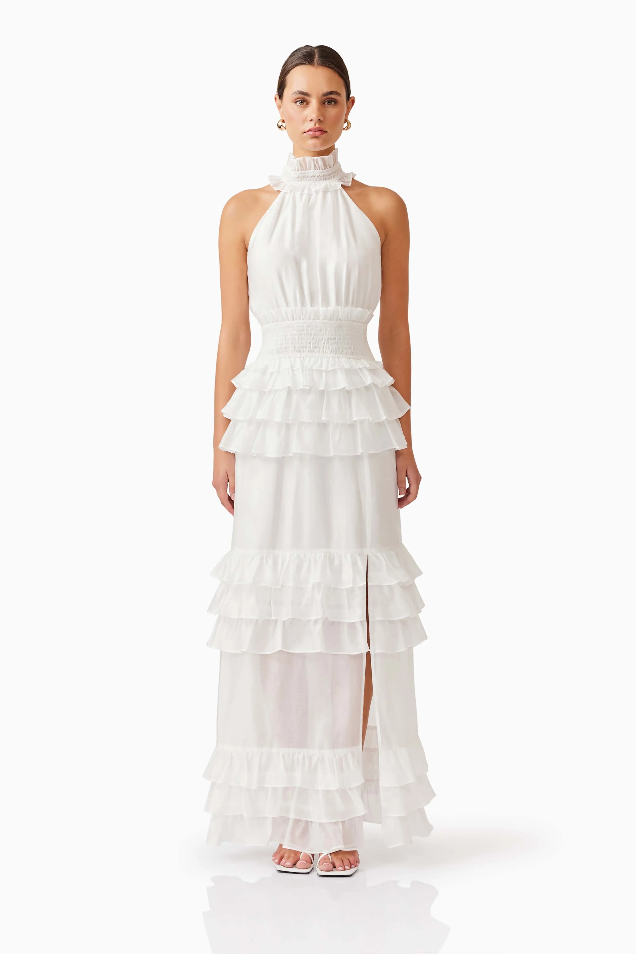 Kalani Halter Maxi Dress in White sold by Elliatt