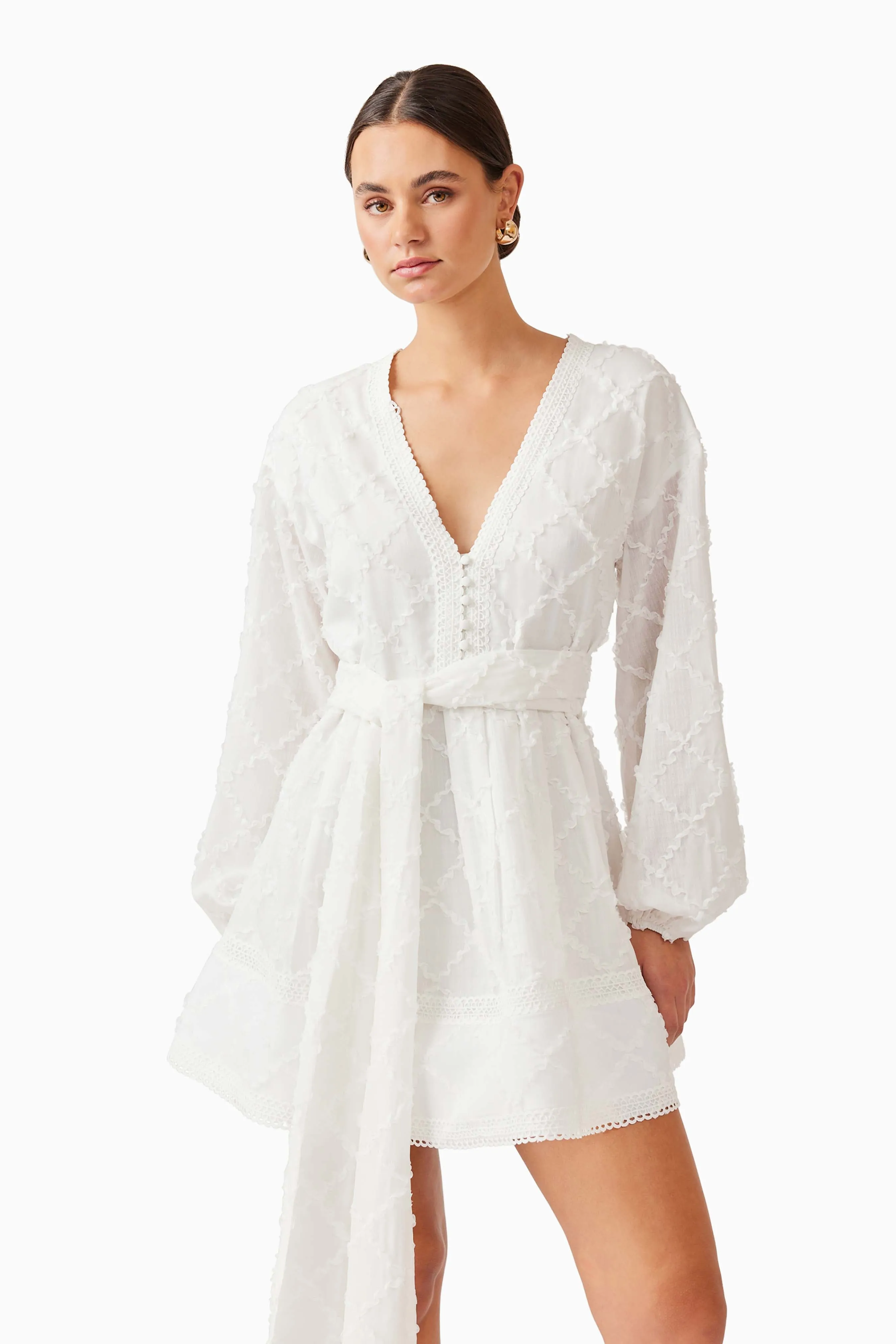 Iris Long Sleeve Mini Dress in White sold by Elliatt product image thumbnail 2