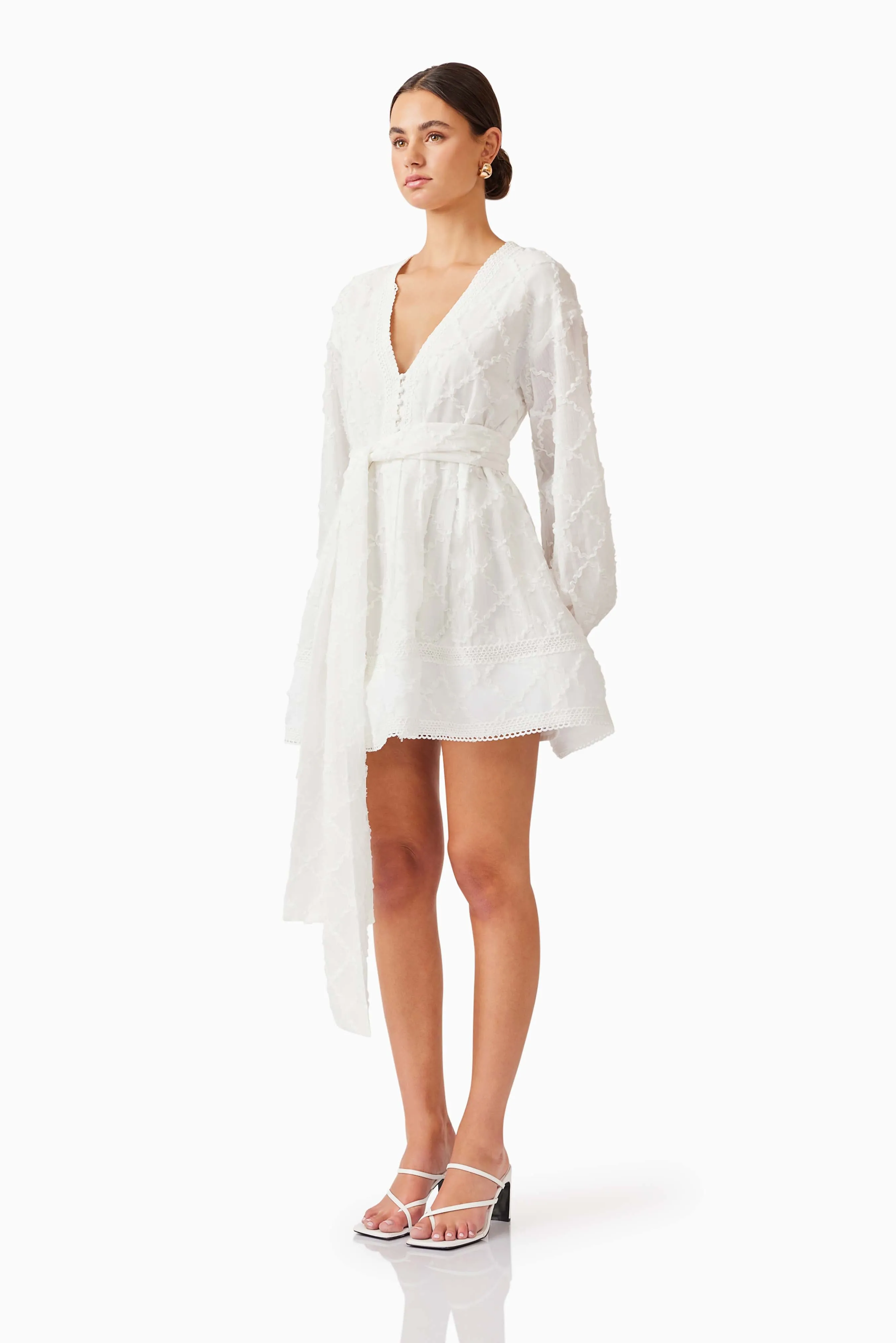 Iris Long Sleeve Mini Dress in White sold by Elliatt product image thumbnail 3
