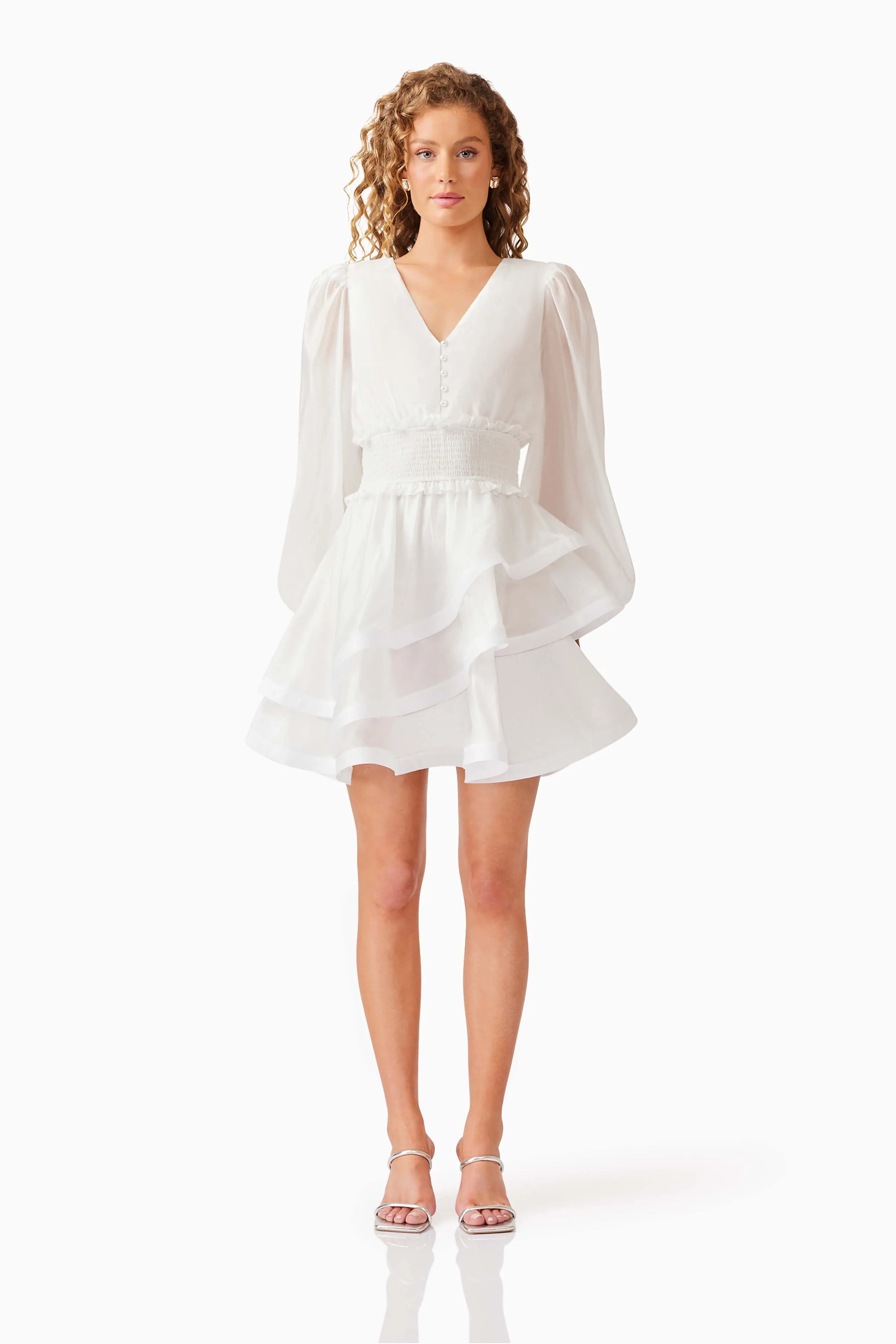 Kalani Long Sleeve Mini Dress White sold by Elliatt
