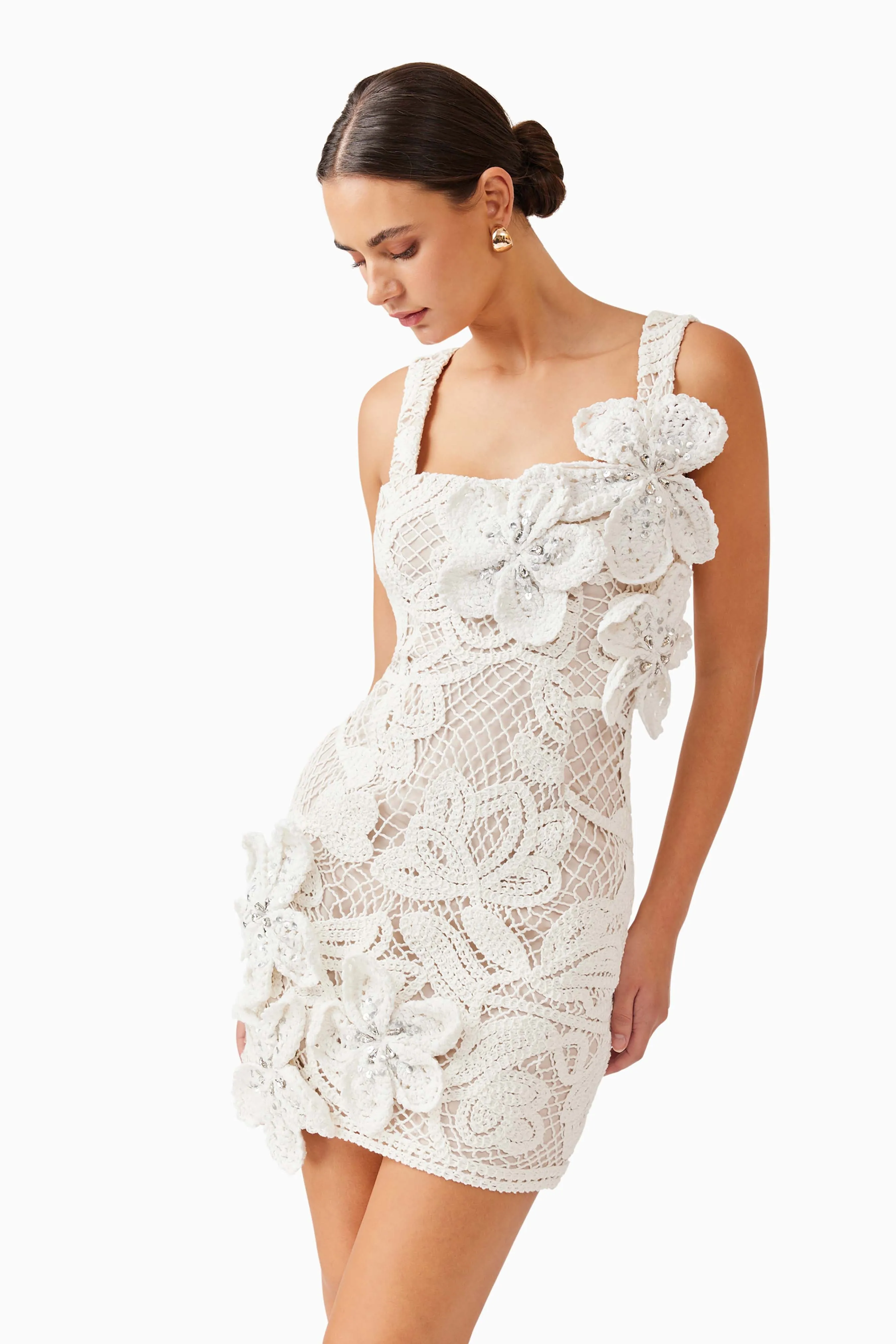 Kyra Crochet Mini Dress in White sold by Elliatt product image thumbnail 2