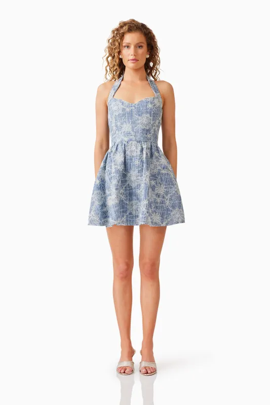 Monica Denim Halter Mini Dress sold by Elliatt