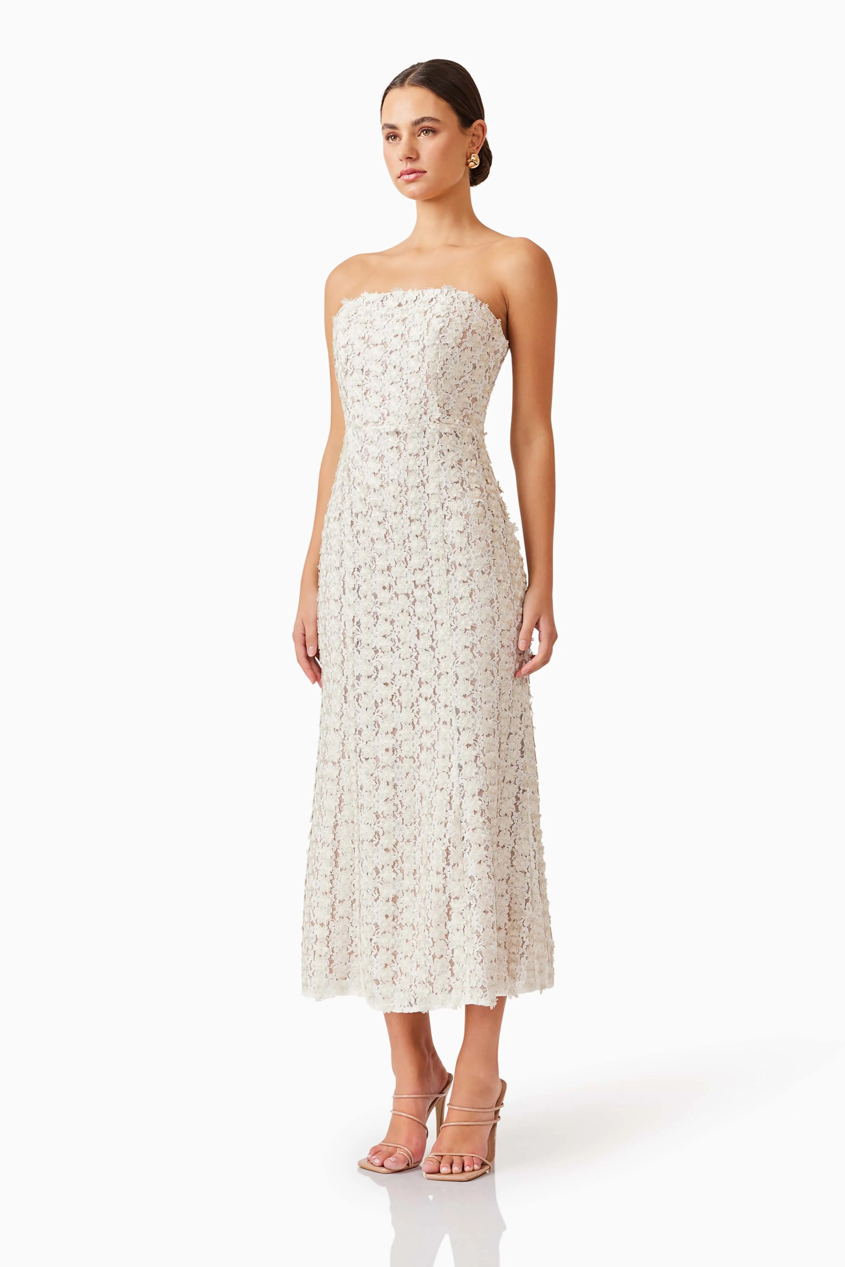 Cali Strapless Midi Dress in White sold by Elliatt product image thumbnail 2