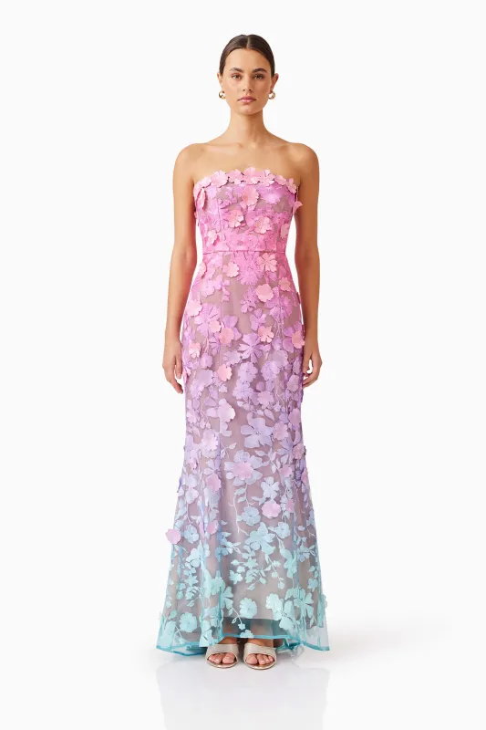 Elle Gown in Pink & Blue Ombre sold by Elliatt