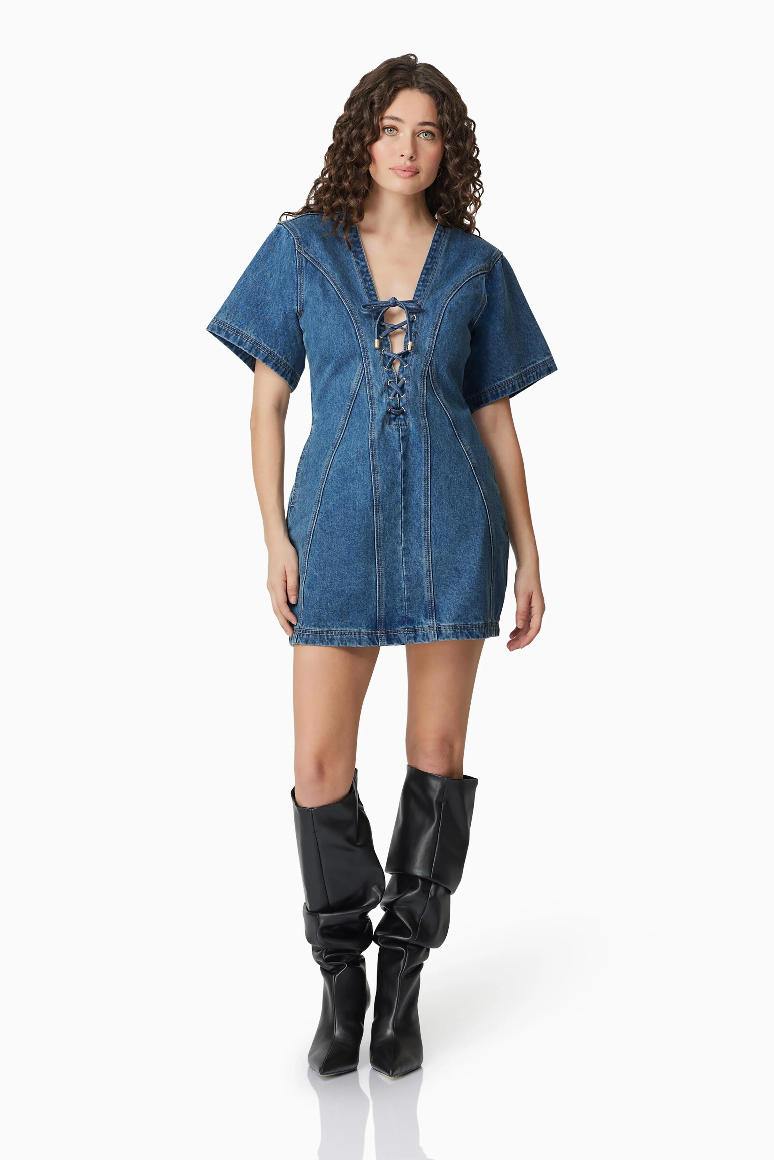 CURAAE Clara Denim Mini Dress sold by Elliatt product image thumbnail 3