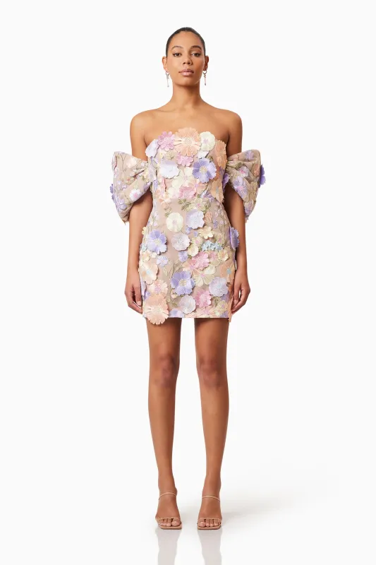 Perry Embellished Mini Dress in Purple sold by Elliatt