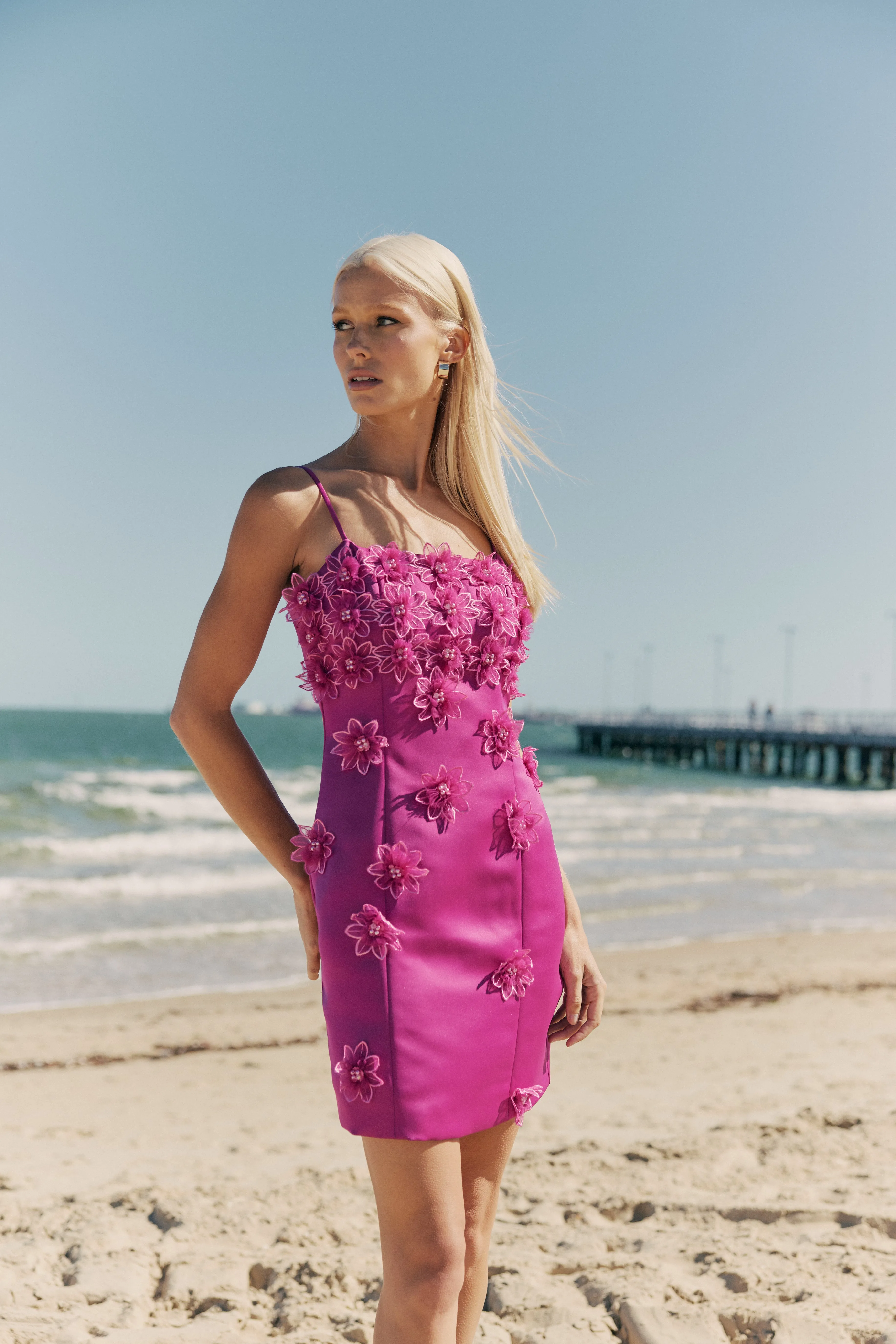 Sutton 3D Floral Mini Dress In Purple sold by Elliatt product image thumbnail 2