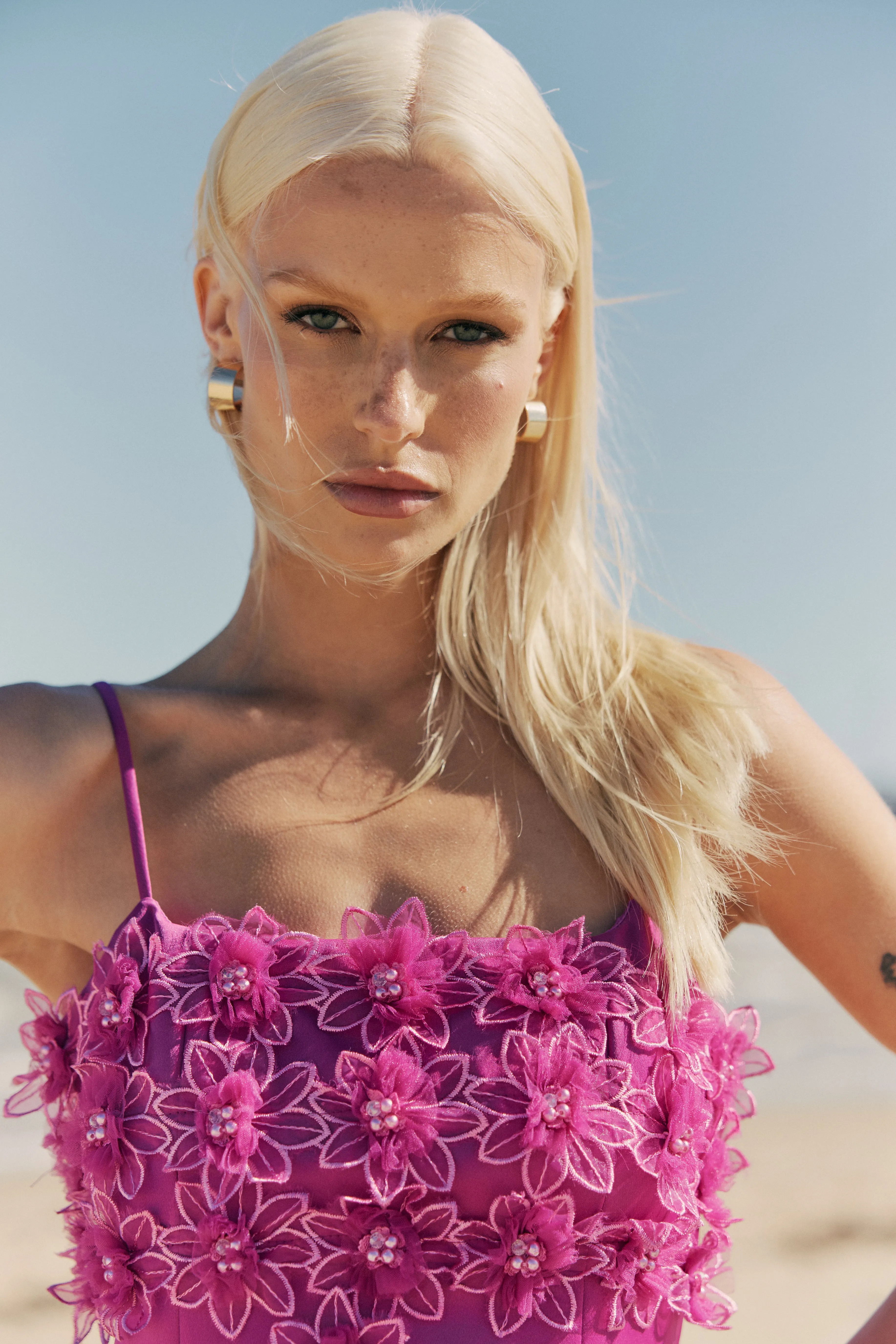 Sutton 3D Floral Mini Dress In Purple sold by Elliatt product image thumbnail 3