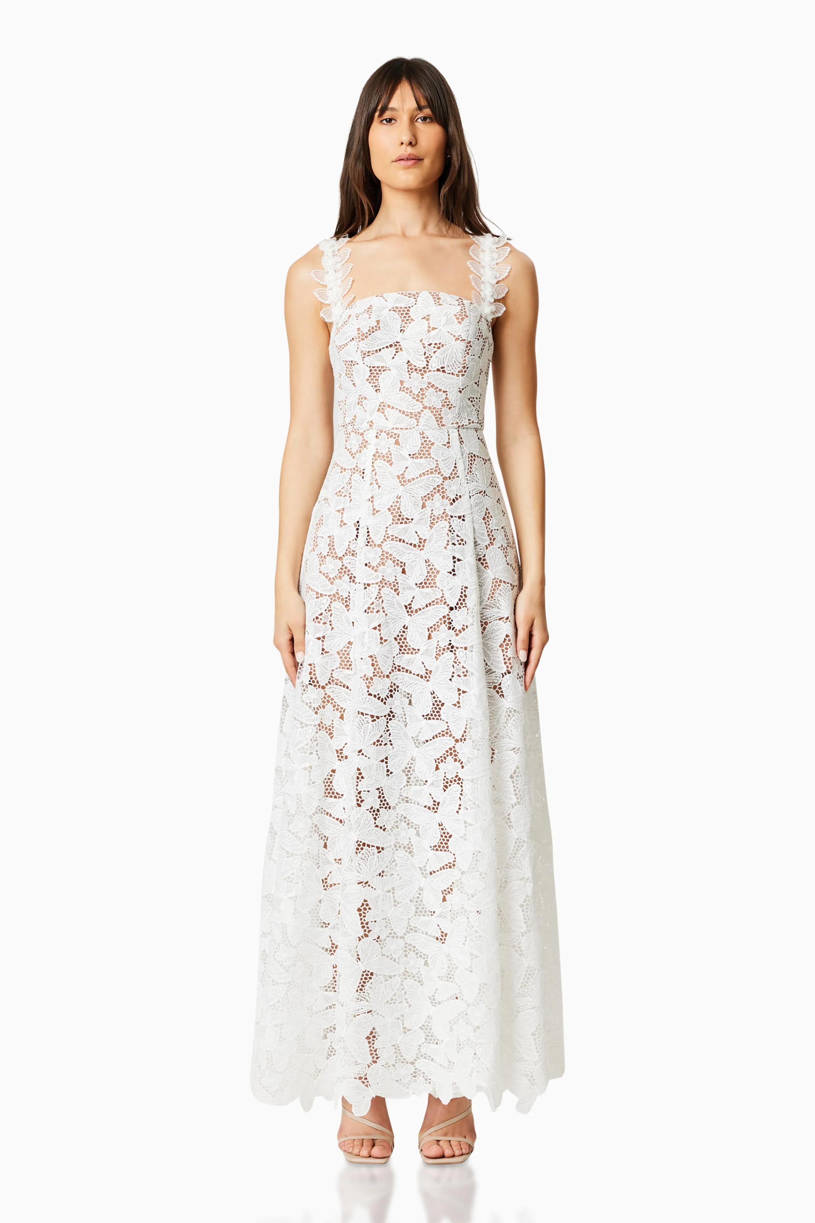 Symi Lace Maxi Dress In White sold by Elliatt