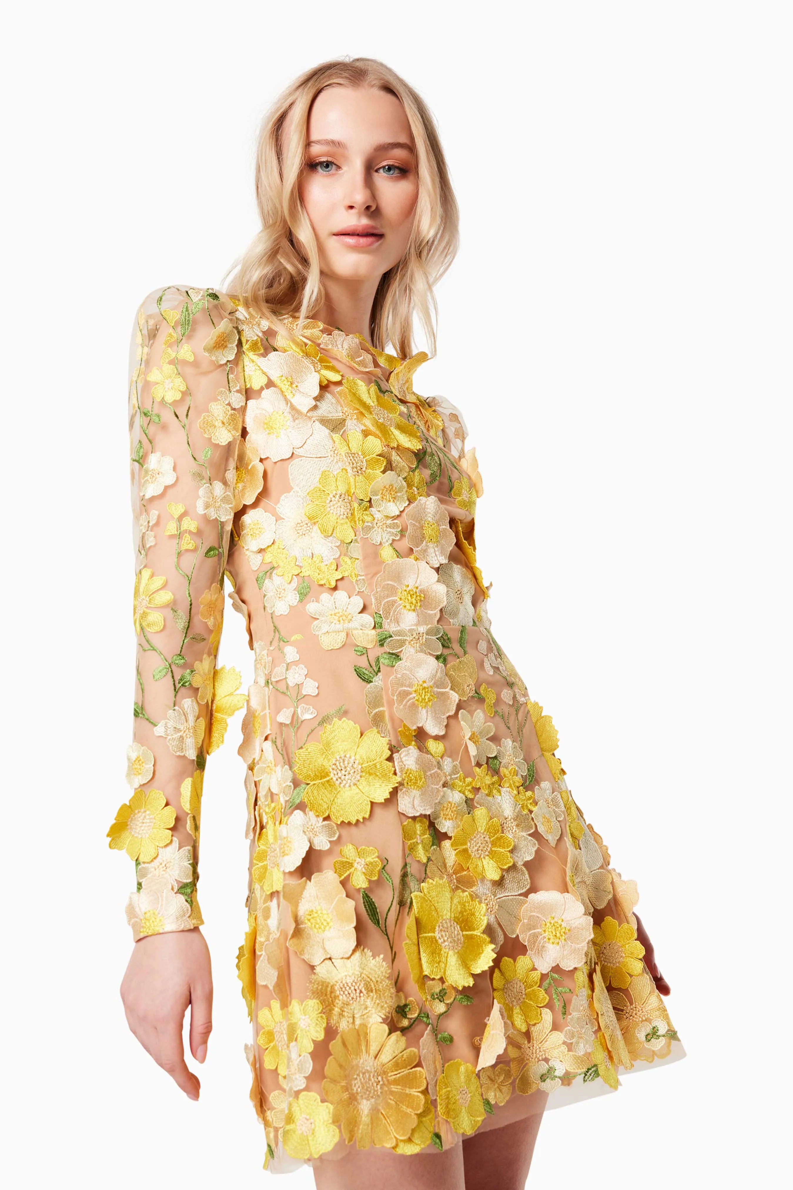 Goldenvoice 3D Floral Mini Dress In Yellow sold by Elliatt product image thumbnail 2