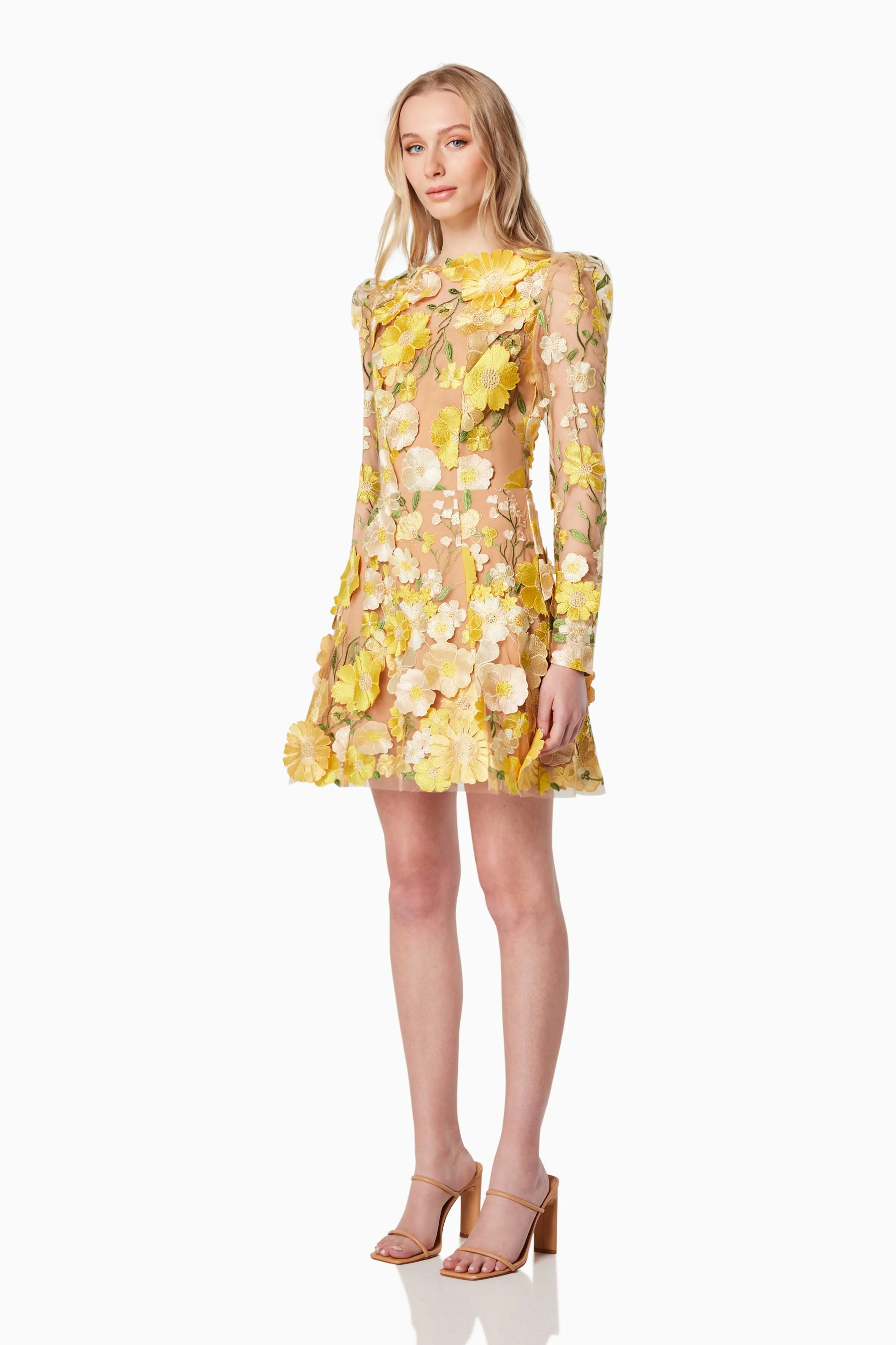 Goldenvoice 3D Floral Mini Dress In Yellow sold by Elliatt product image thumbnail 3