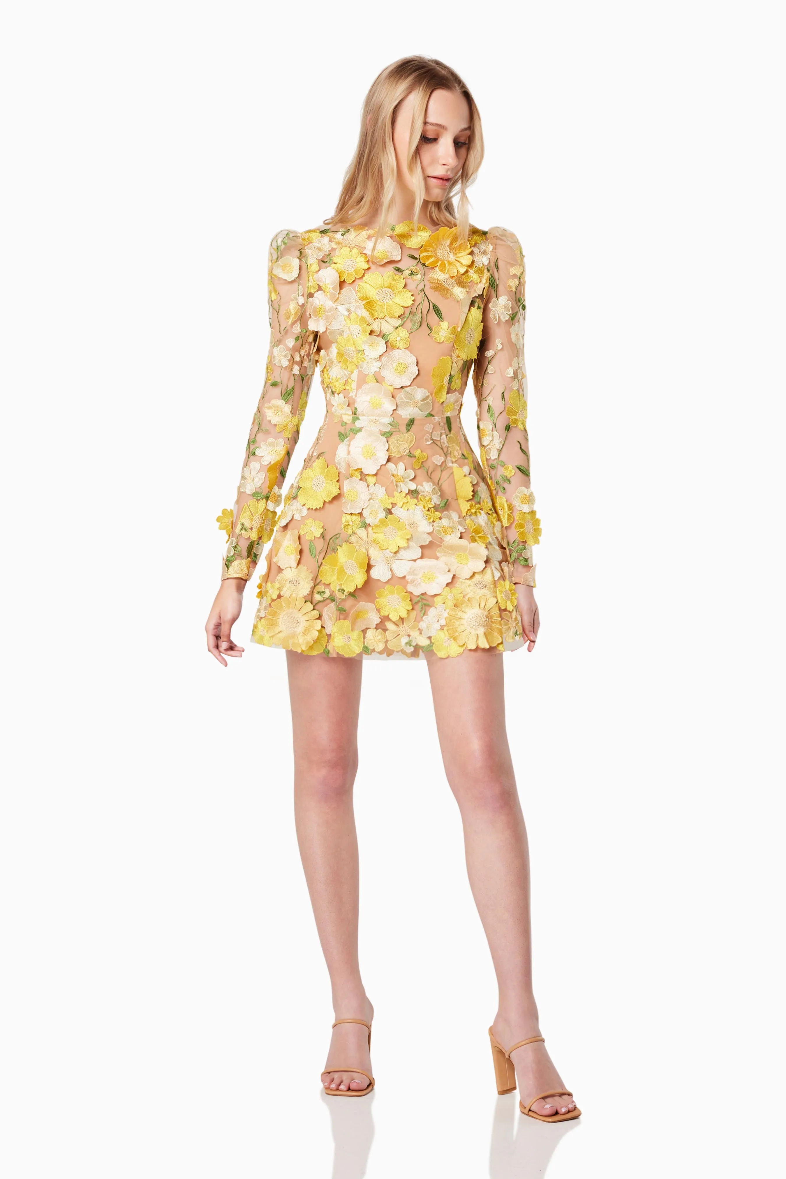Goldenvoice 3D Floral Mini Dress In Yellow sold by Elliatt product image thumbnail 4