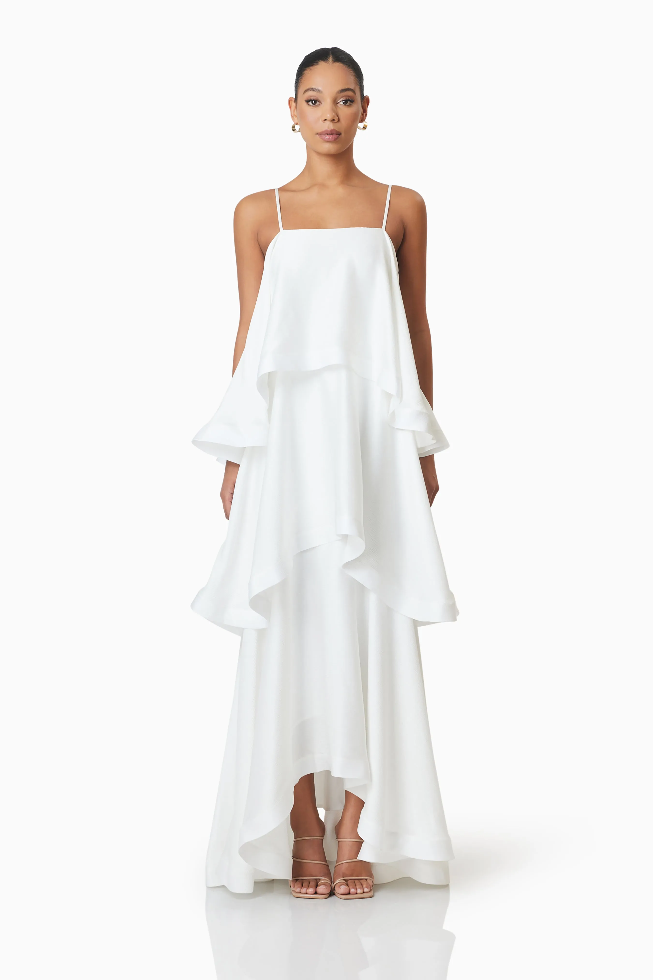 Tilly Tiered Maxi Dress in White sold by Elliatt