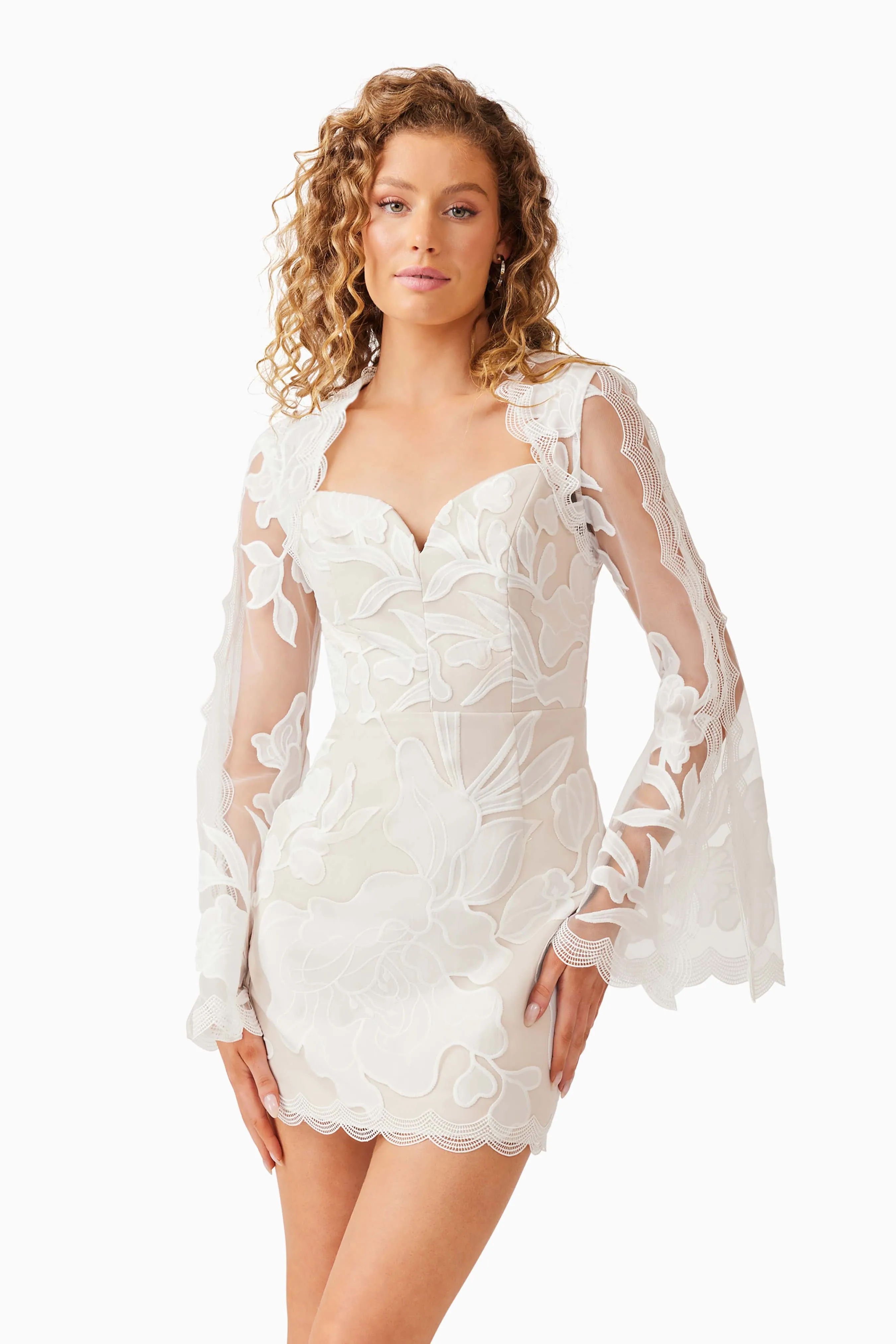 Florian Long Sleeve Mini Dress in White sold by Elliatt product image thumbnail 5