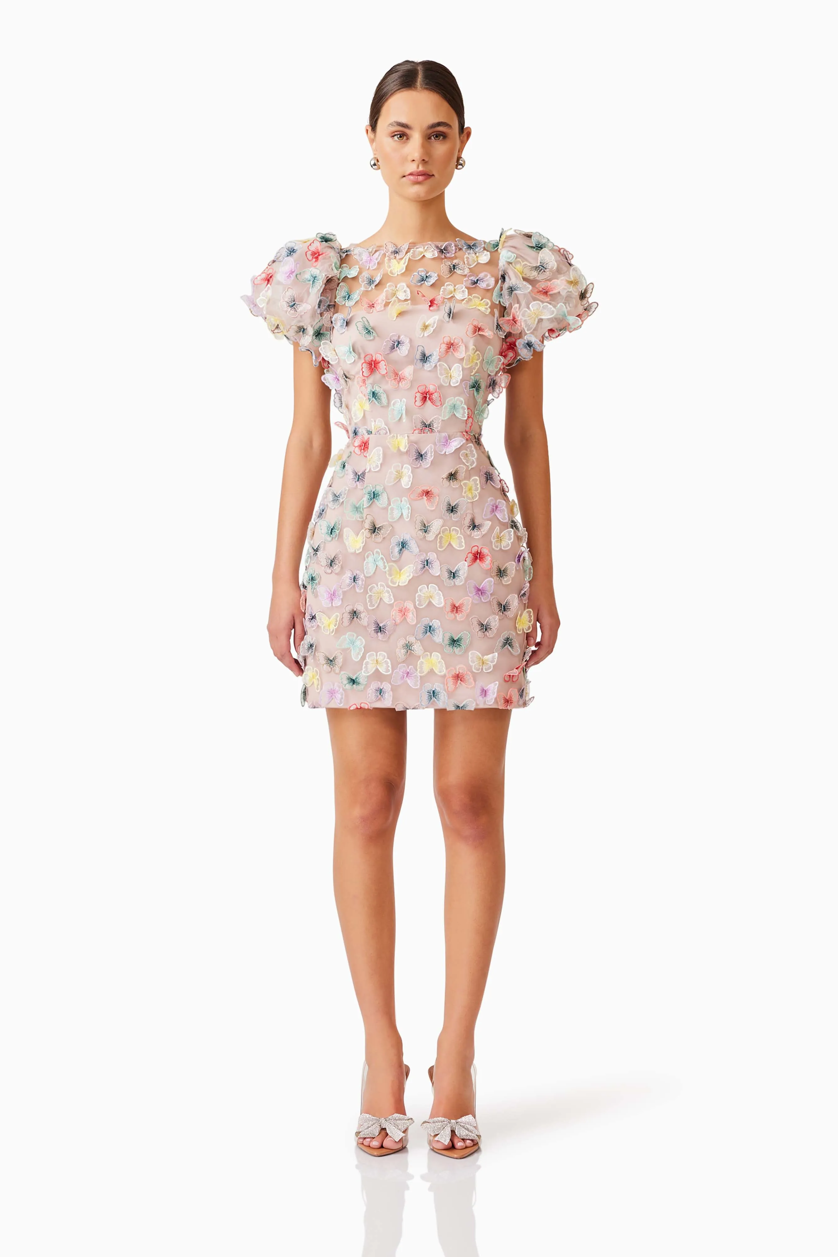 Aviva Puff Sleeve Mini Dress in Pink sold by Elliatt