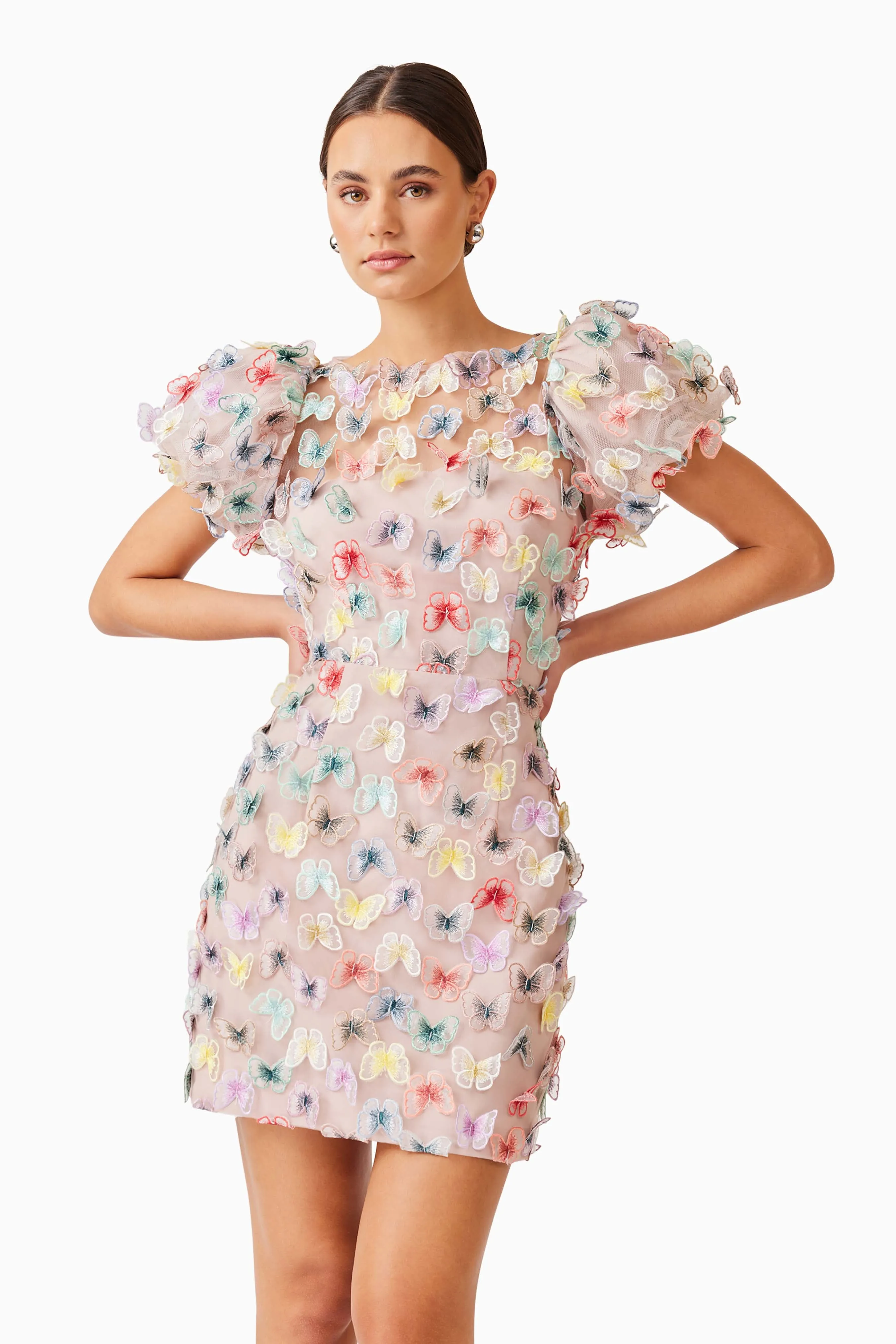 Aviva Puff Sleeve Mini Dress in Pink sold by Elliatt product image thumbnail 2