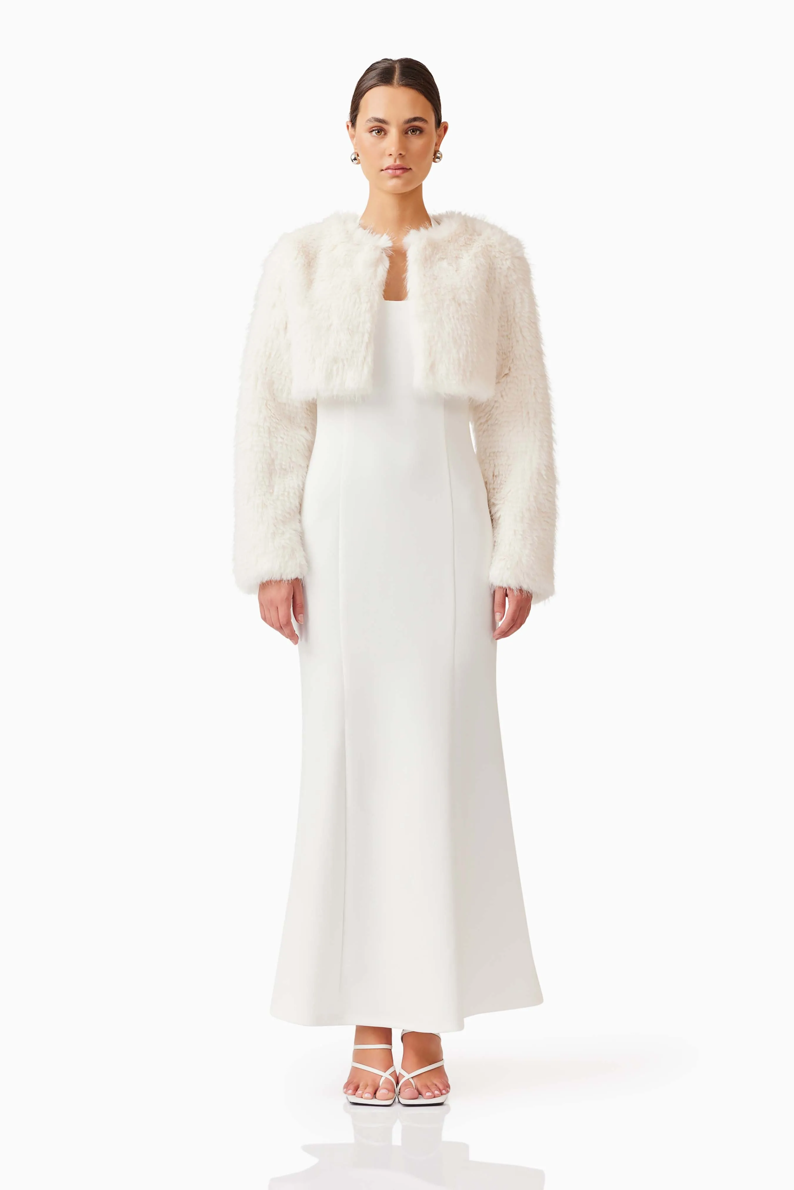 Desiree Cropped Jacket in White sold by Elliatt