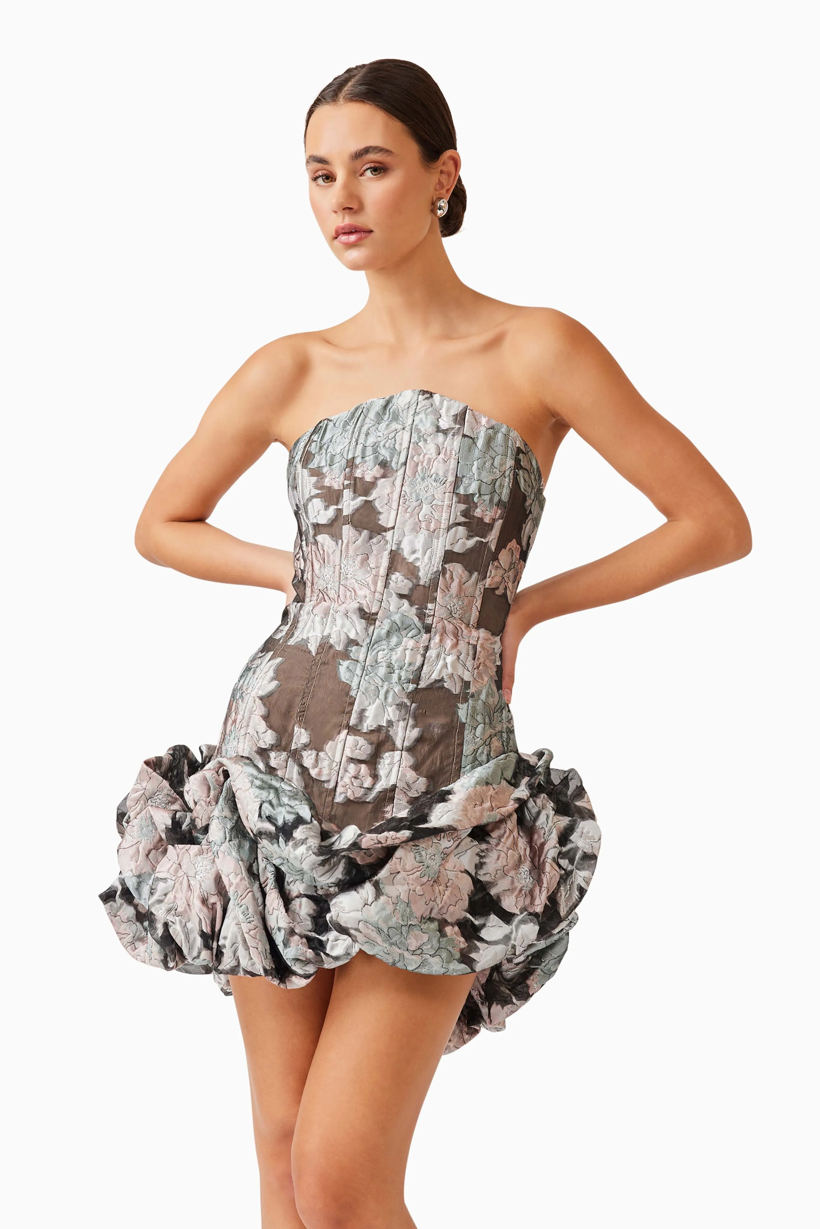 Dahlia Strapless Mini Dress in Floral sold by Elliatt product image thumbnail 2