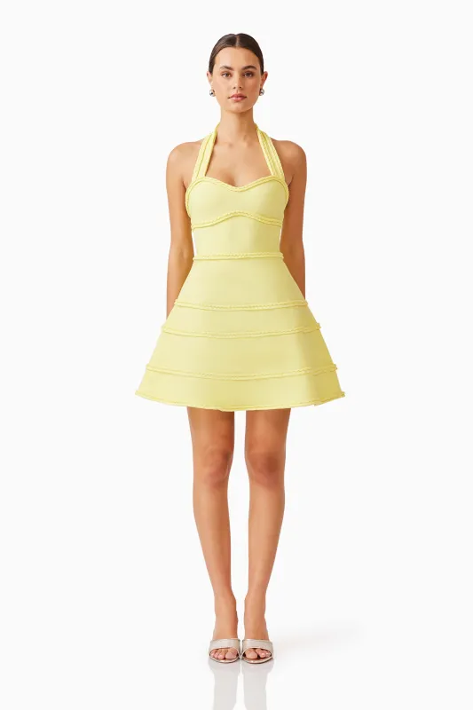 Katlyn Halter Mini Dress in Yellow sold by Elliatt