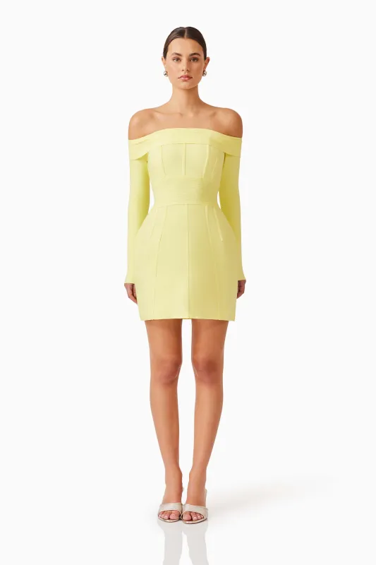 Katlyn Off The Shoulder Mini Dress in Yellow sold by Elliatt