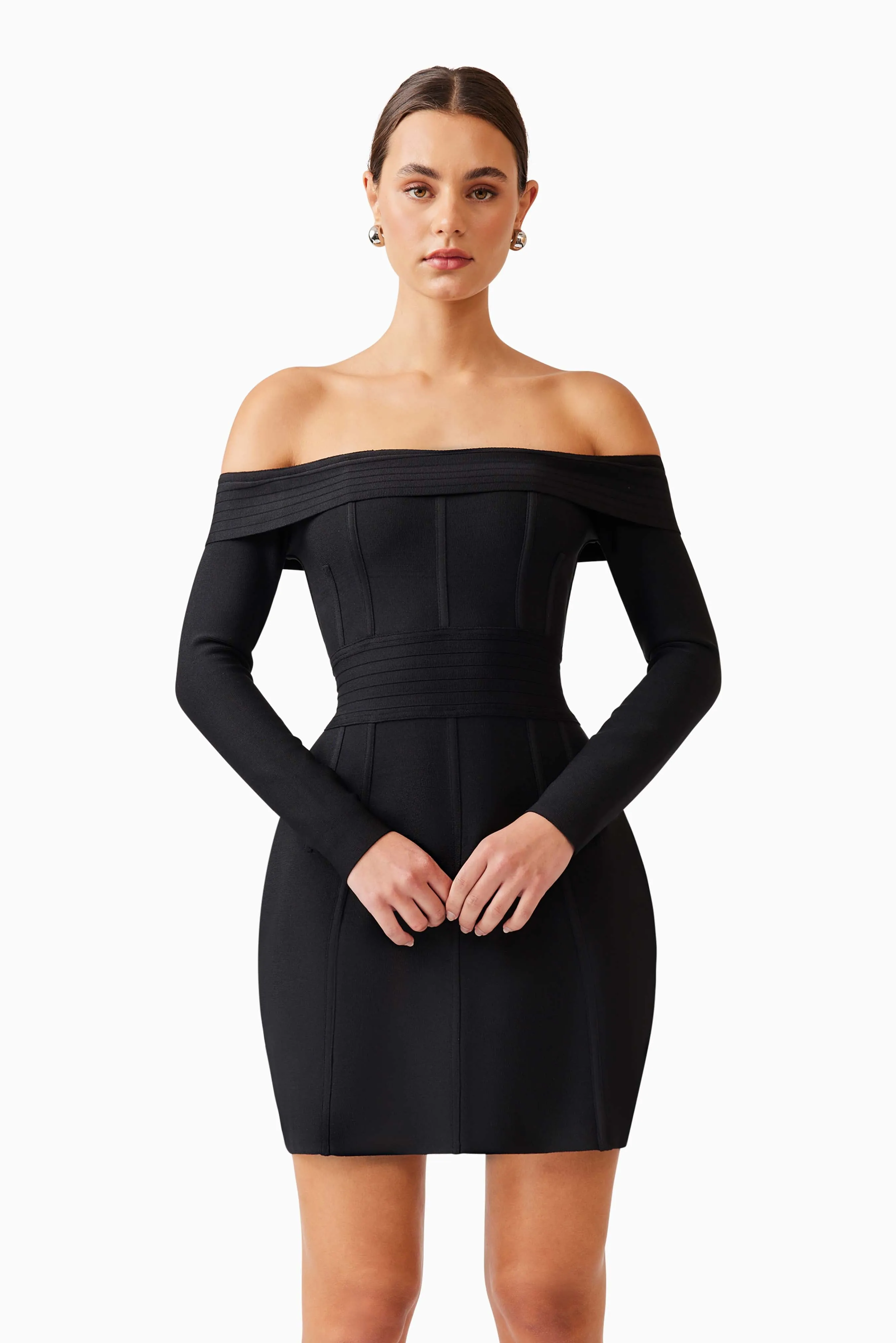 Katlyn Off The Shoulder Mini Dress in Black sold by Elliatt product image thumbnail 2