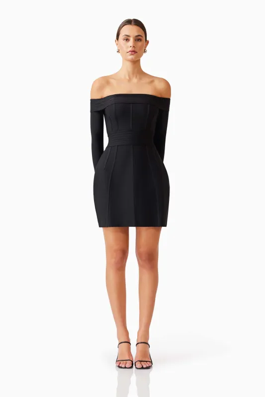 Katlyn Off The Shoulder Mini Dress in Black sold by Elliatt
