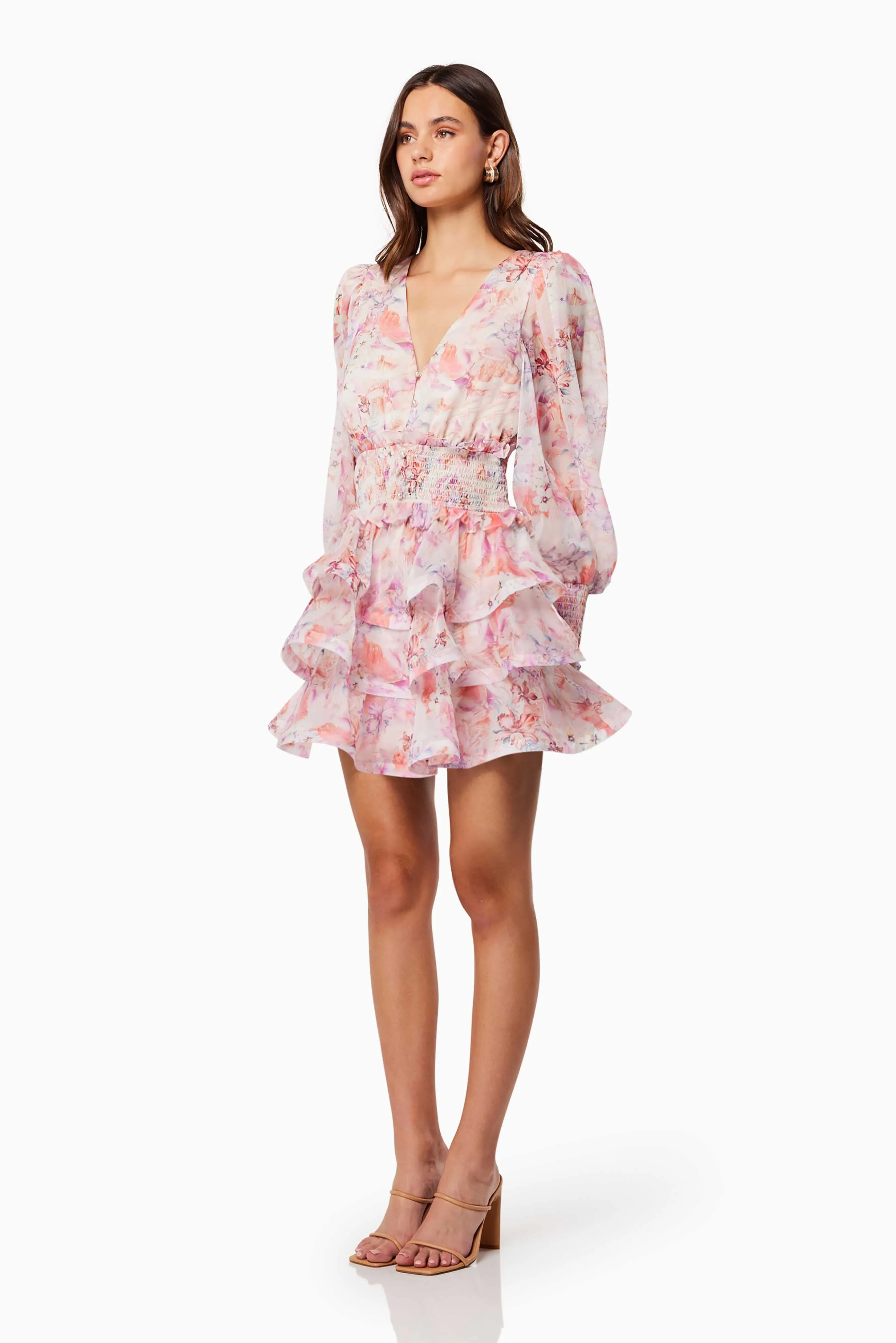 Lovebird Ruffled Tiered Mini Dress In Pink sold by Elliatt product image thumbnail 3
