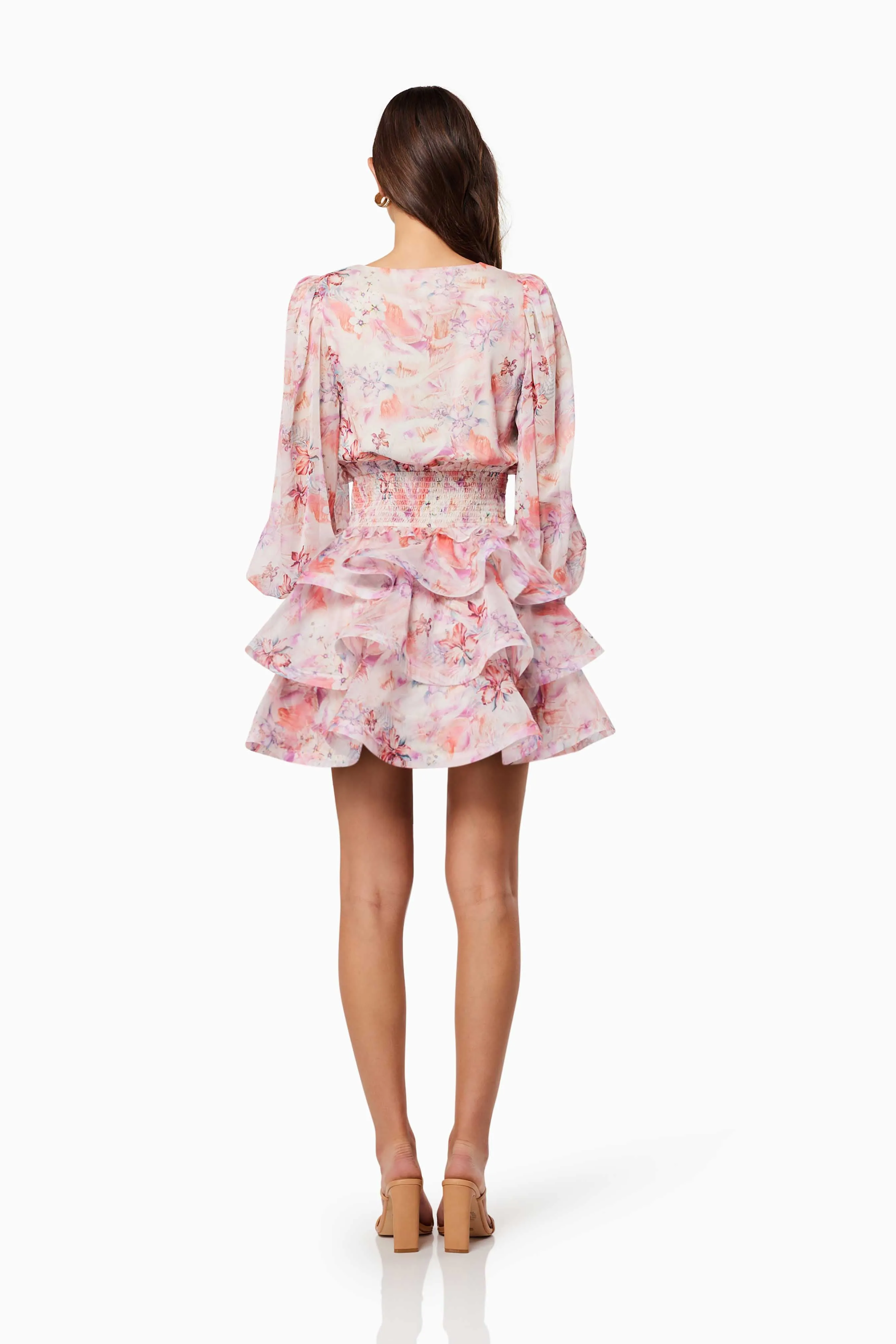 Lovebird Ruffled Tiered Mini Dress In Pink sold by Elliatt product image thumbnail 5