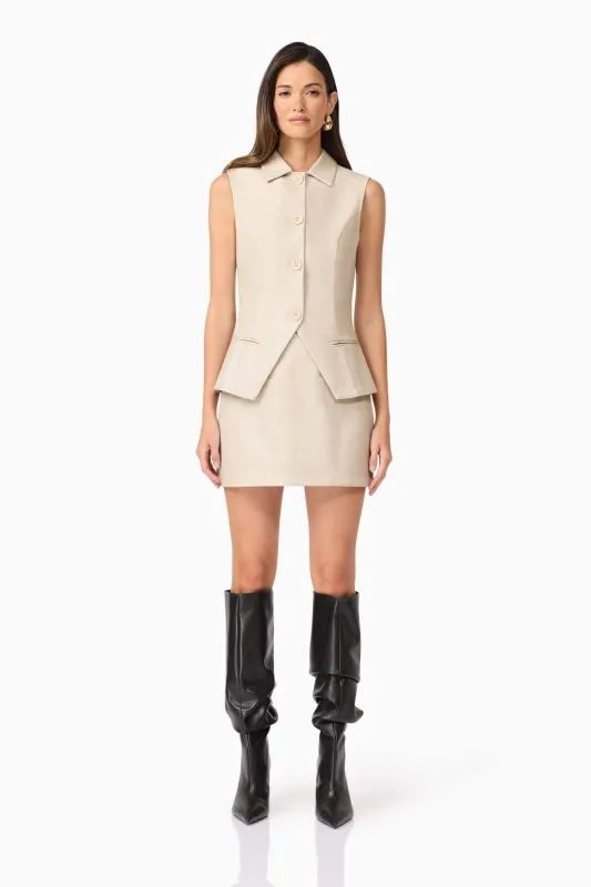 CURAAE Malia Leather Vest In Beige sold by Elliatt