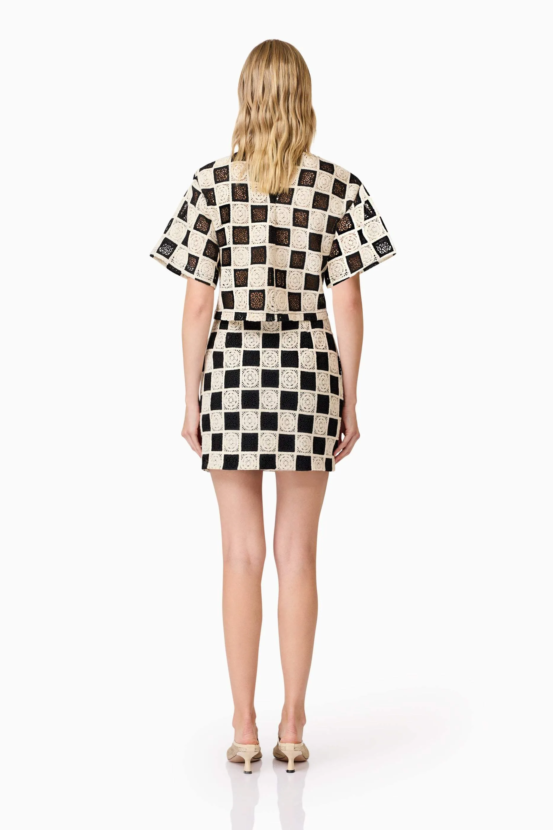 CURAAE Soho Crochet Mini Skirt in Black & White sold by Elliatt product image thumbnail 3