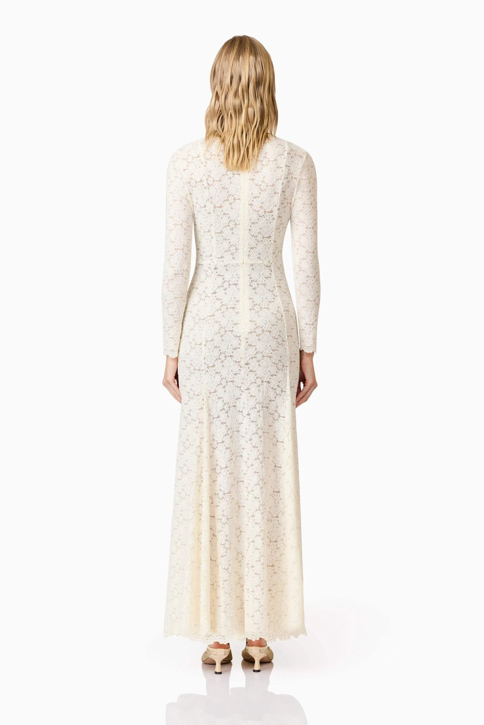 CURAAE Kira Stretch Lace Maxi Dress In White sold by Elliatt product image thumbnail 4