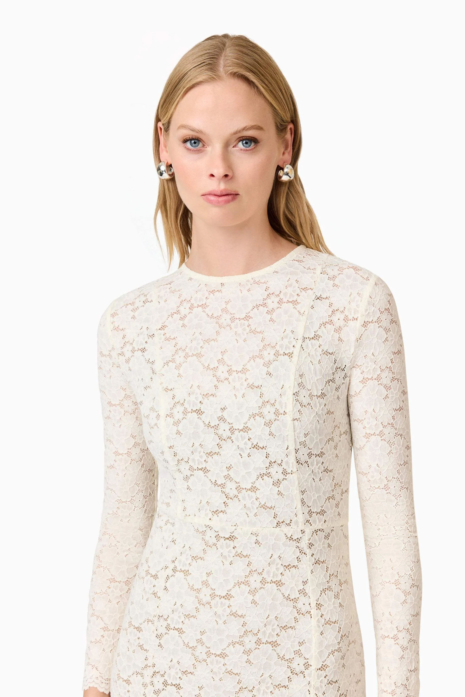 CURAAE Kira Stretch Lace Maxi Dress In White sold by Elliatt product image thumbnail 5