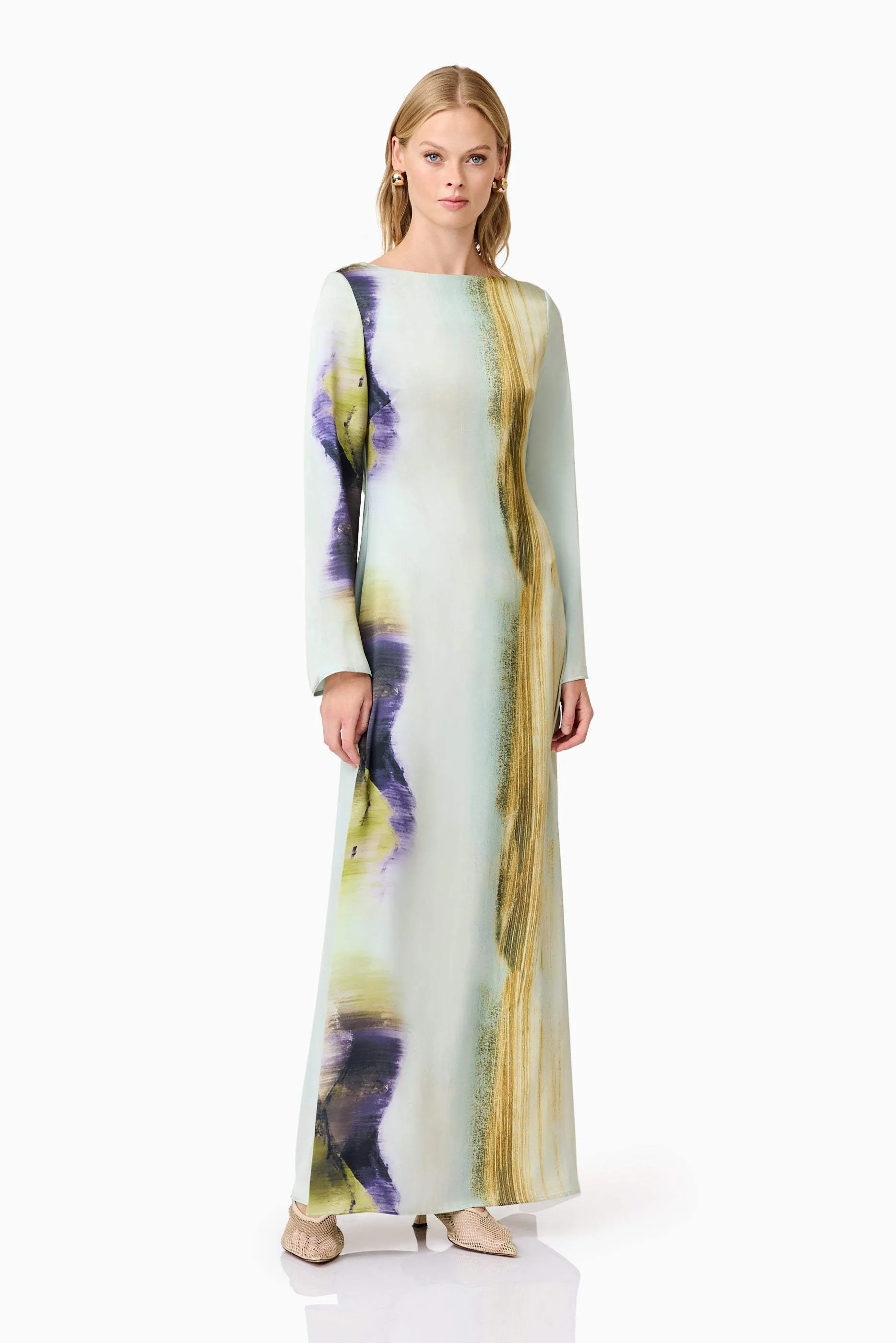 CURAAE Willow Satin Maxi Dress In Blue sold by Elliatt product image thumbnail 3
