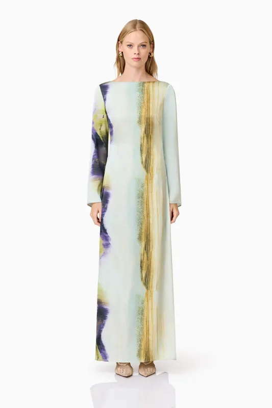 CURAAE Willow Satin Maxi Dress In Blue sold by Elliatt