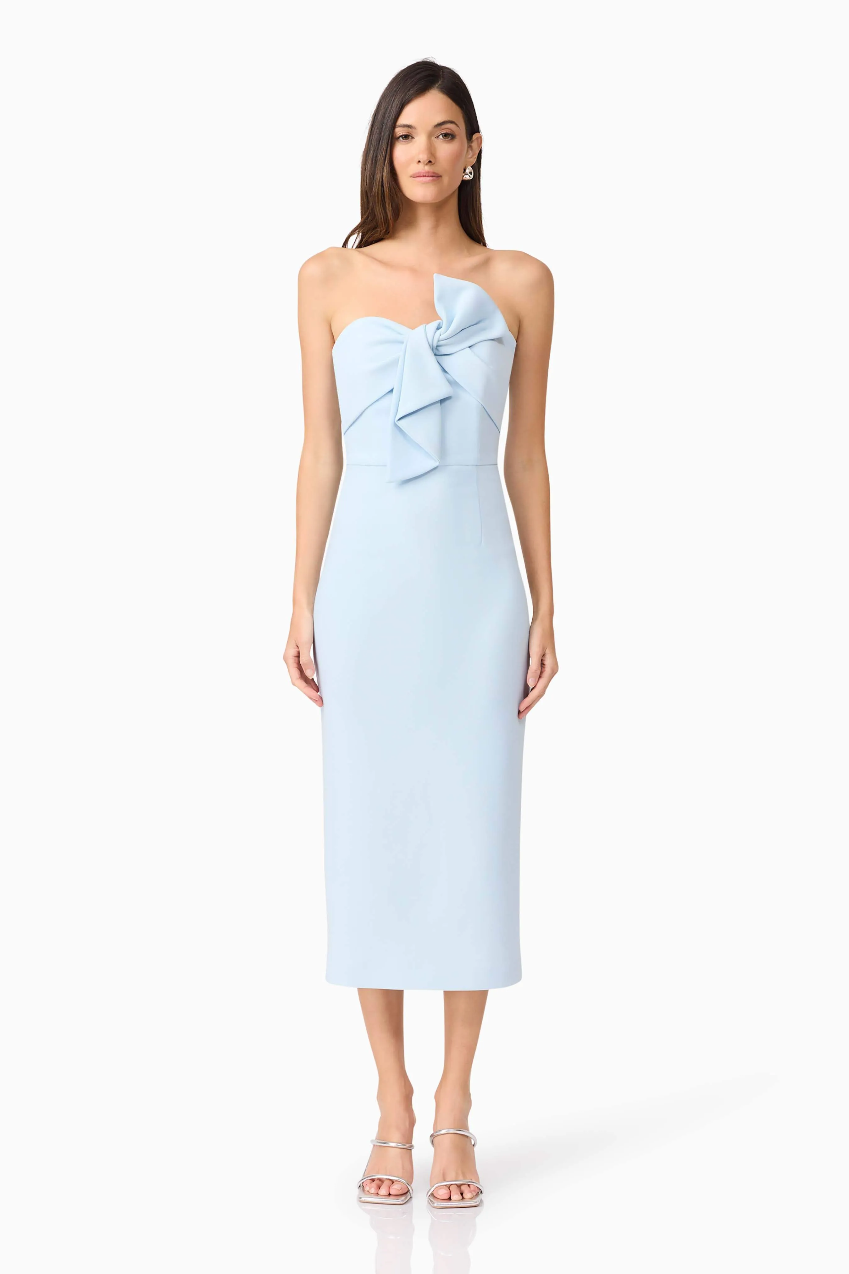 Ami Strapless Midi Dress in Blue sold by Elliatt