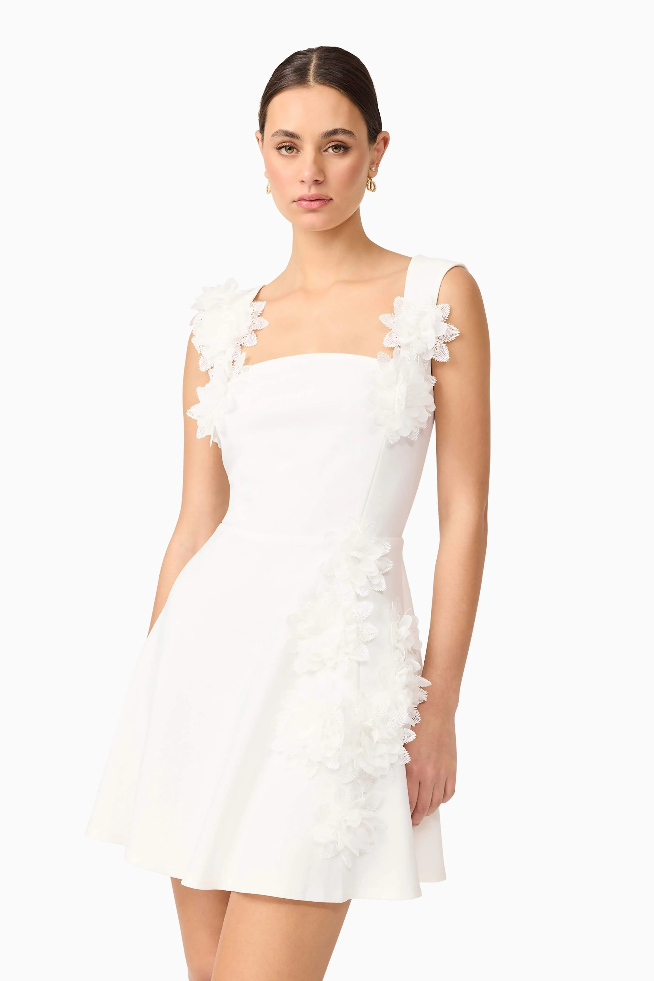 Jada Floral Mini Dress in White sold by Elliatt product image thumbnail 3