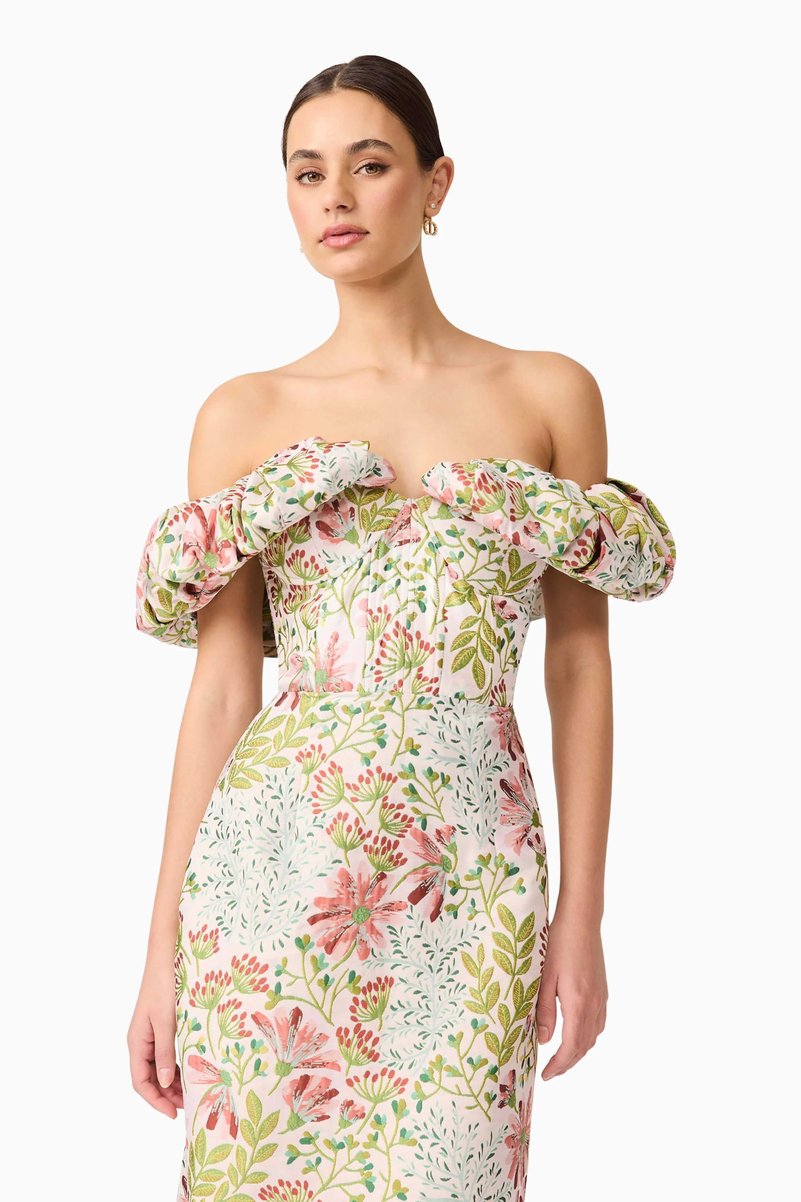 Calaantha Off The Shoulder Midi Dress in Floral sold by Elliatt product image thumbnail 3