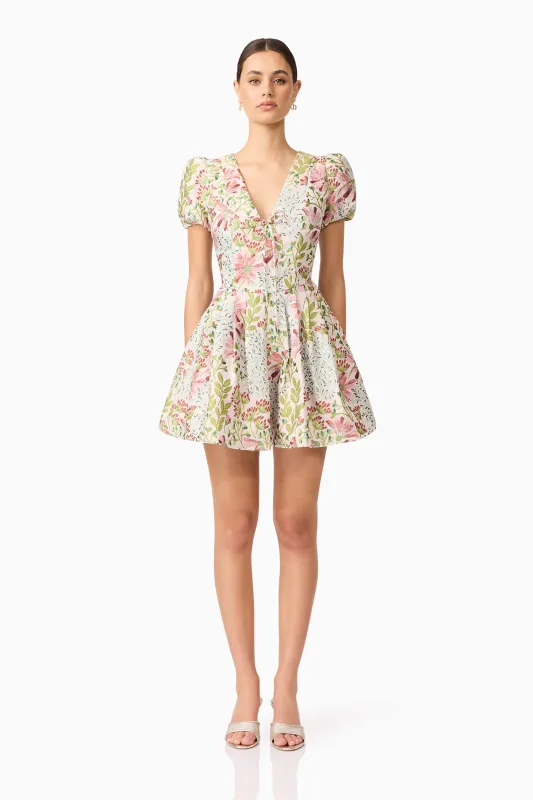 Calaantha Puff Sleeve Mini Dress in Floral sold by Elliatt