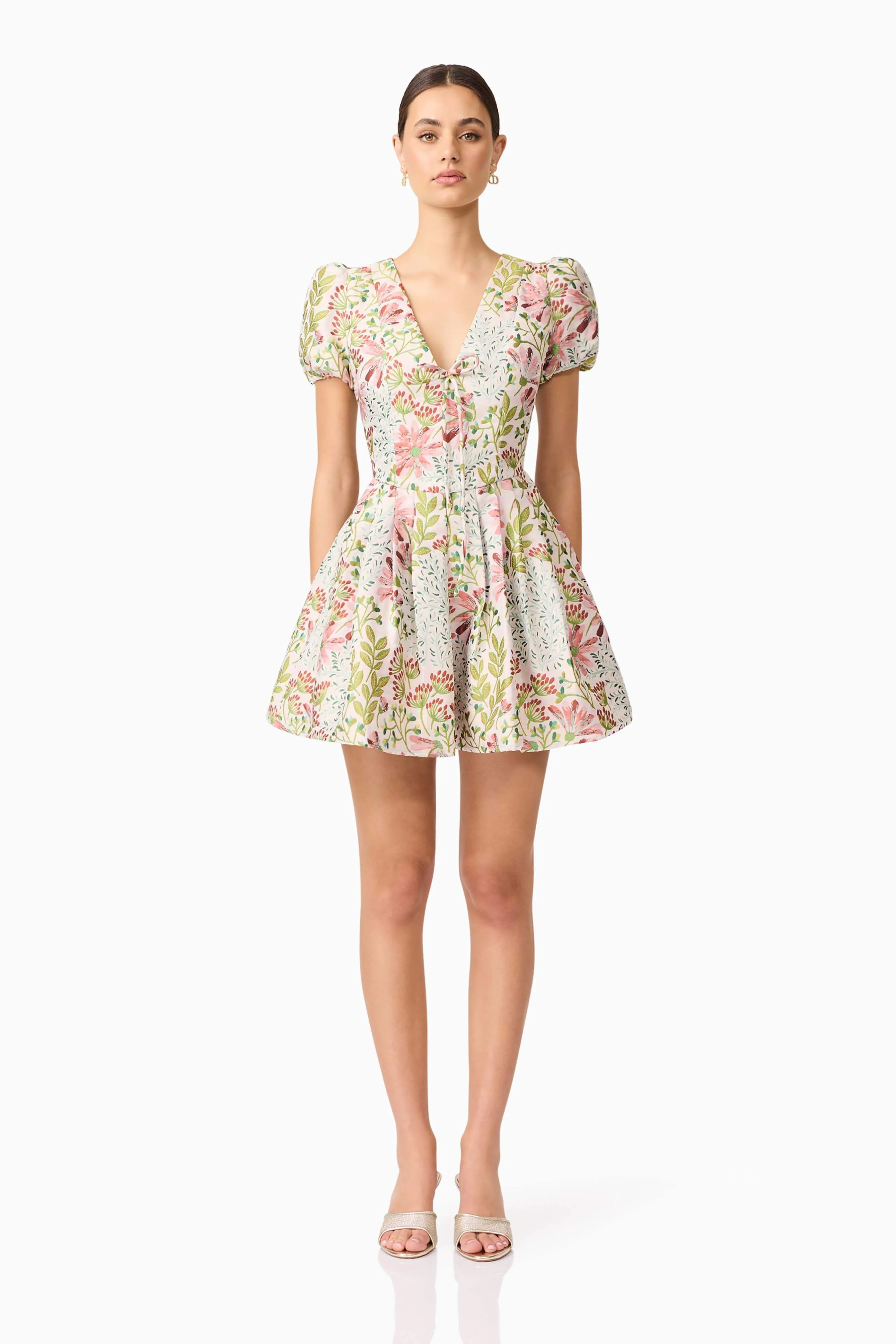 Calaantha Puff Sleeve Mini Dress in Floral sold by Elliatt