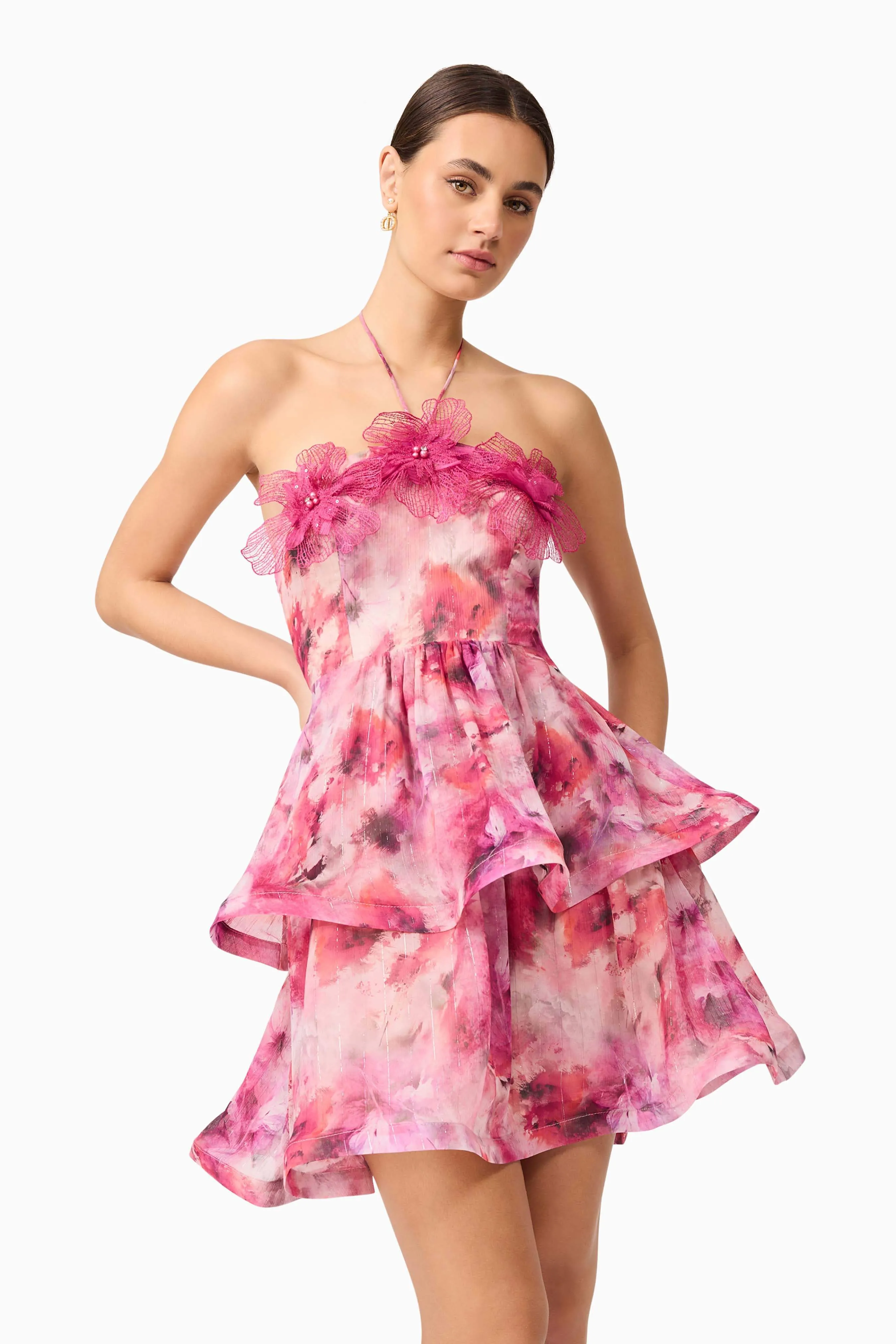 Evalina Floral Mini Dress in Pink sold by Elliatt product image thumbnail 4