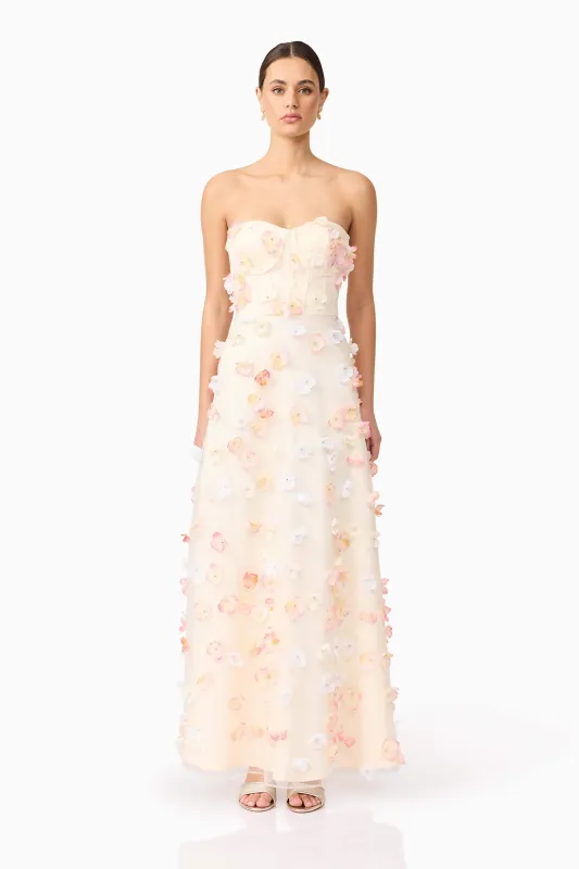 Livia Strapless Maxi Dress in White sold by Elliatt