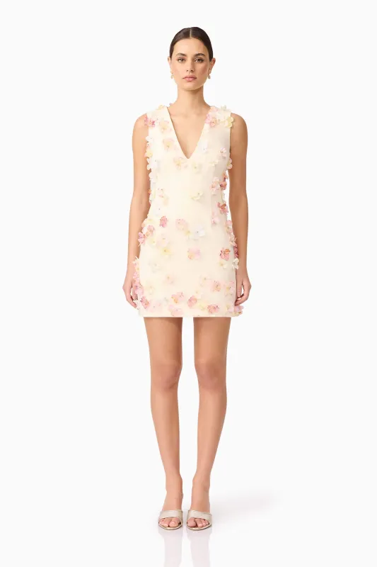 Livia V Neck Mini Dress in White sold by Elliatt